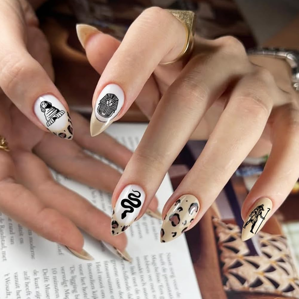PH Pandahall 5Pcs Egyptian Elements Nail Stamping Plates, Pharaoh Mummy Nail Art Templates Snake Nail Art Stencil Stainless Steel Nail Image Plates for Women Nail Design Print Manicure Salon image number 3