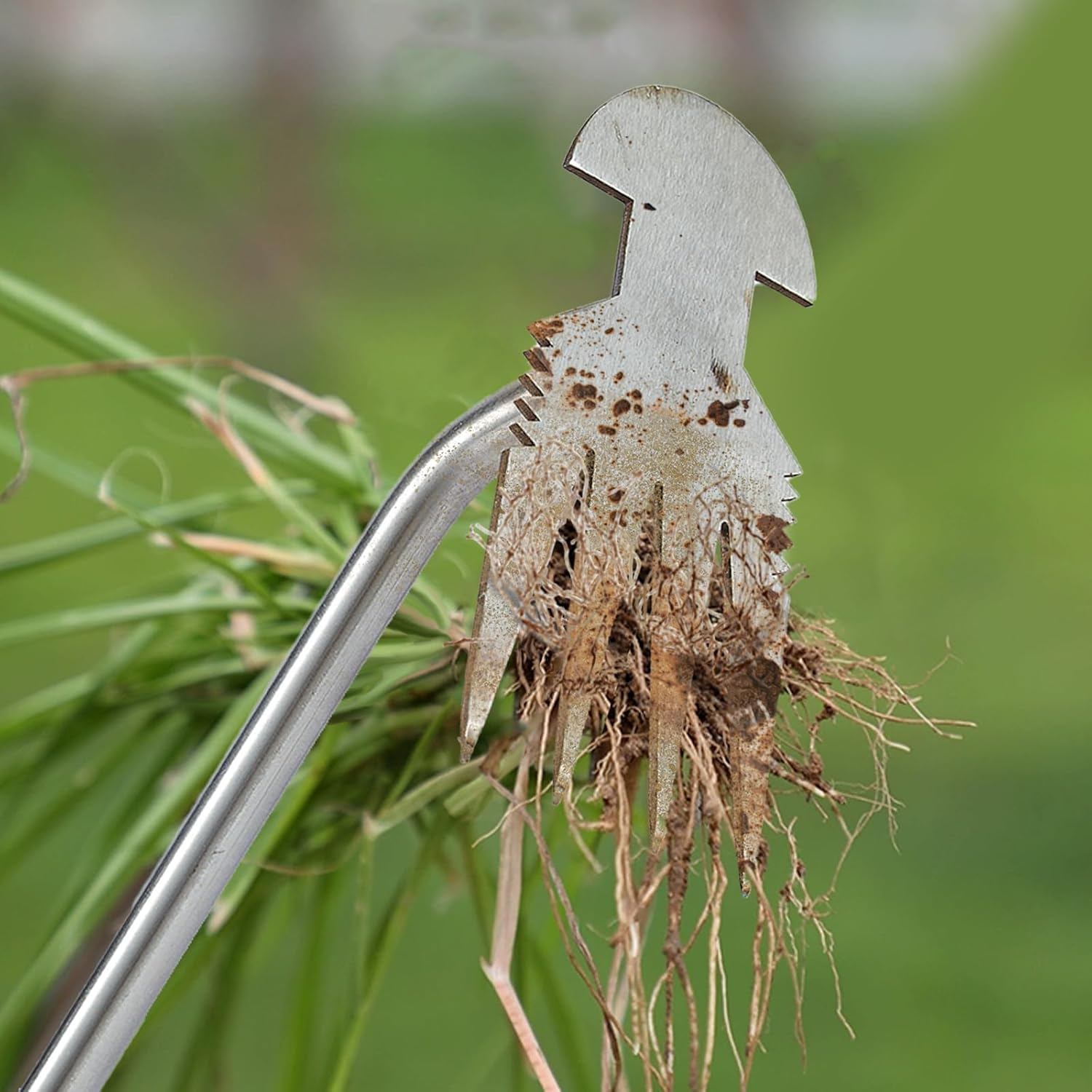 Weed Puller Tool, Rubber Handle Garden Manual Weeder Tool, Portable Stainless Steel Weeding Tools, for Hand Weeder Puller for Vegetable Gardening Backyard Farm Planting & Uprooting Weeding Tool image number 5