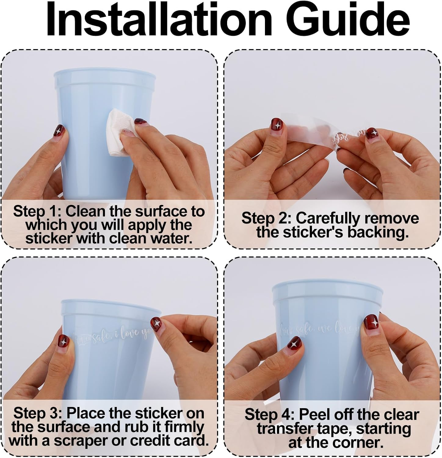 3Pcs Drive Safe We Love You Mirror Sticker, Car Rearview Mirror Decal Safe Driving Stickers Funny Auto Vinyl Window Decals for Men Women (White) image number 6