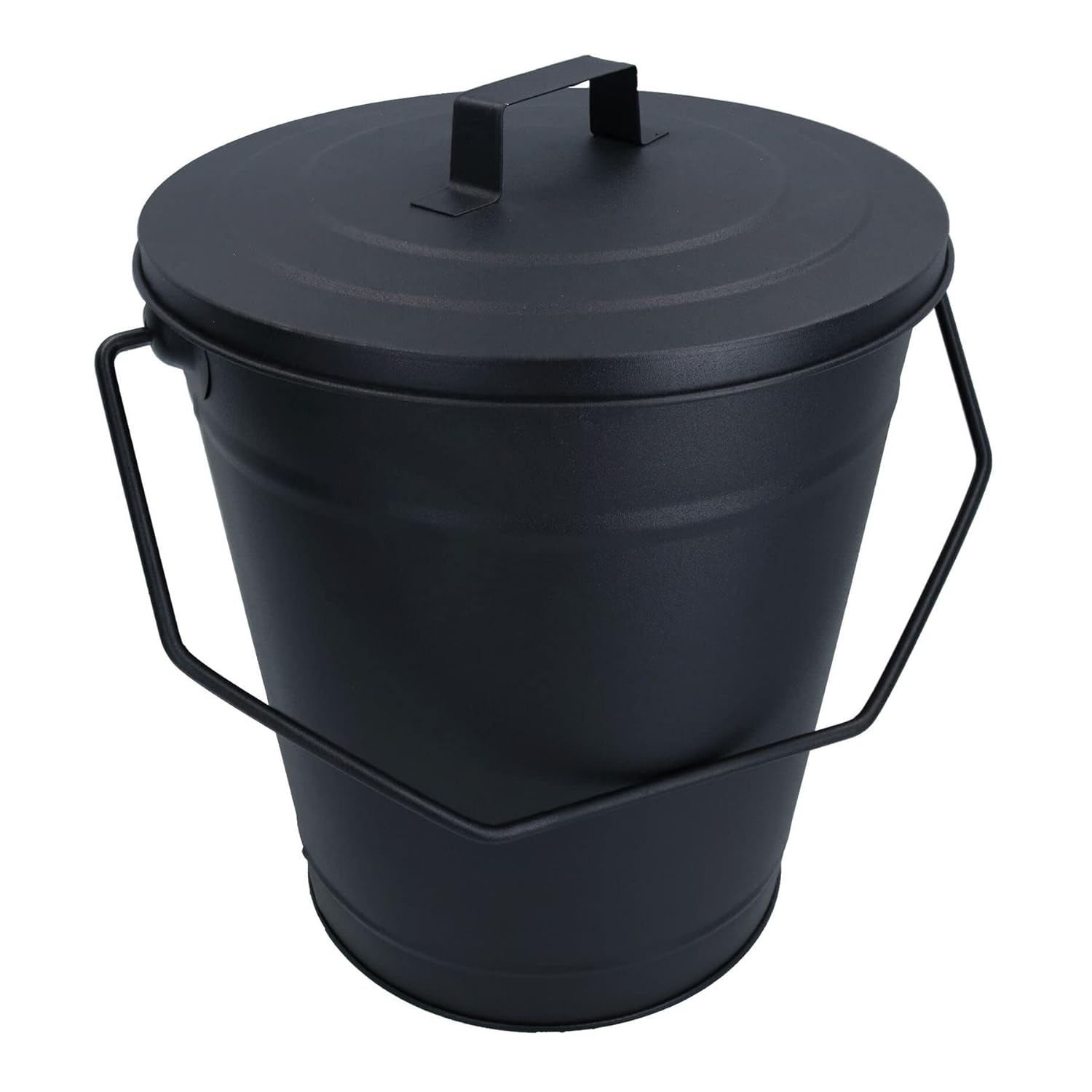 AB Tools Coal Bucket & Lid Black Metal Ash Tidy Bin Coal Carrier Fire Log Burner Kindling image number 1