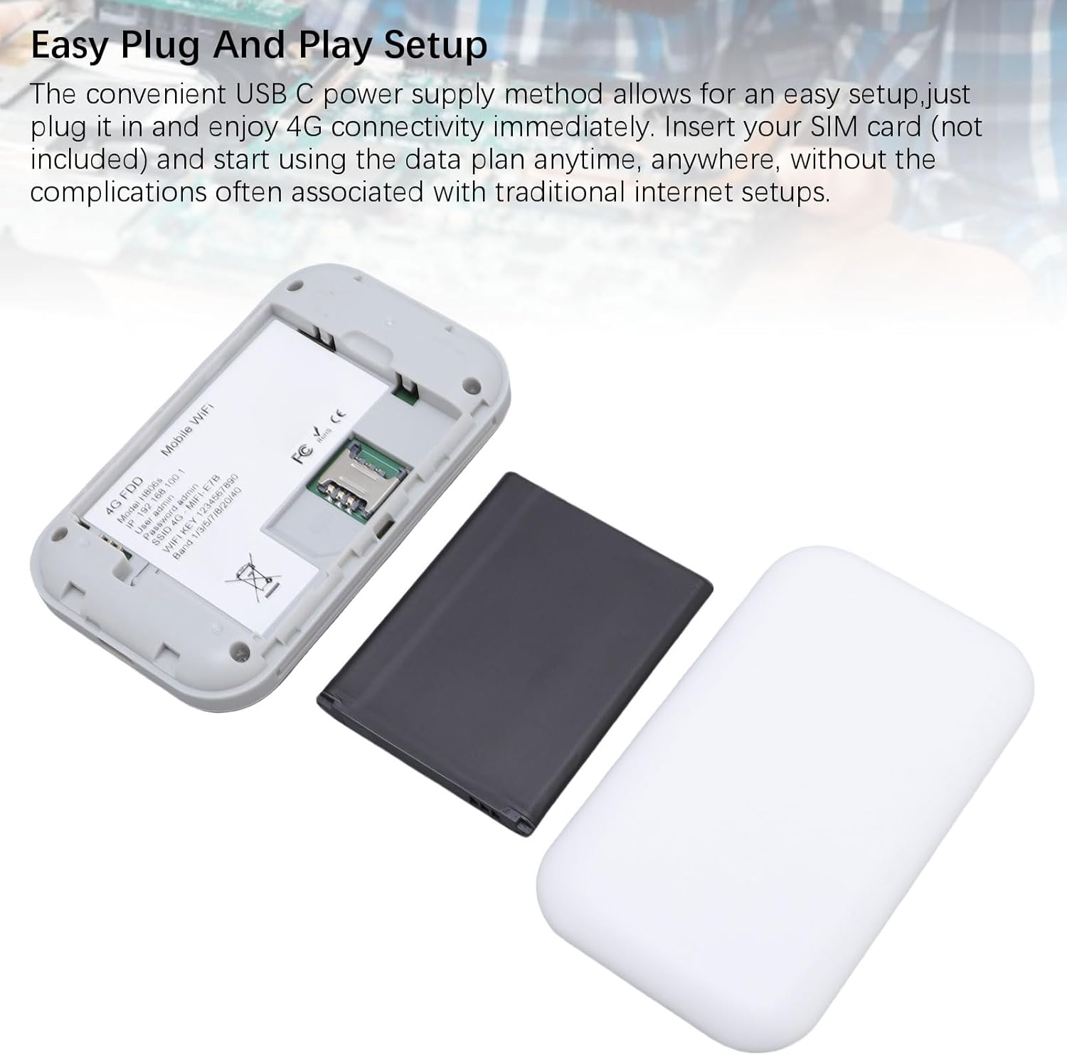 YUEHISY Portable Wifi Device with 4G and 5G SIM Card Slot, Supports LTE CAT4, up to 300Mbps, 10 Devices, 2100Mah Battery, Suitable for Home or Travel. Compact Design, Easy Setup, Enjoy image number 6