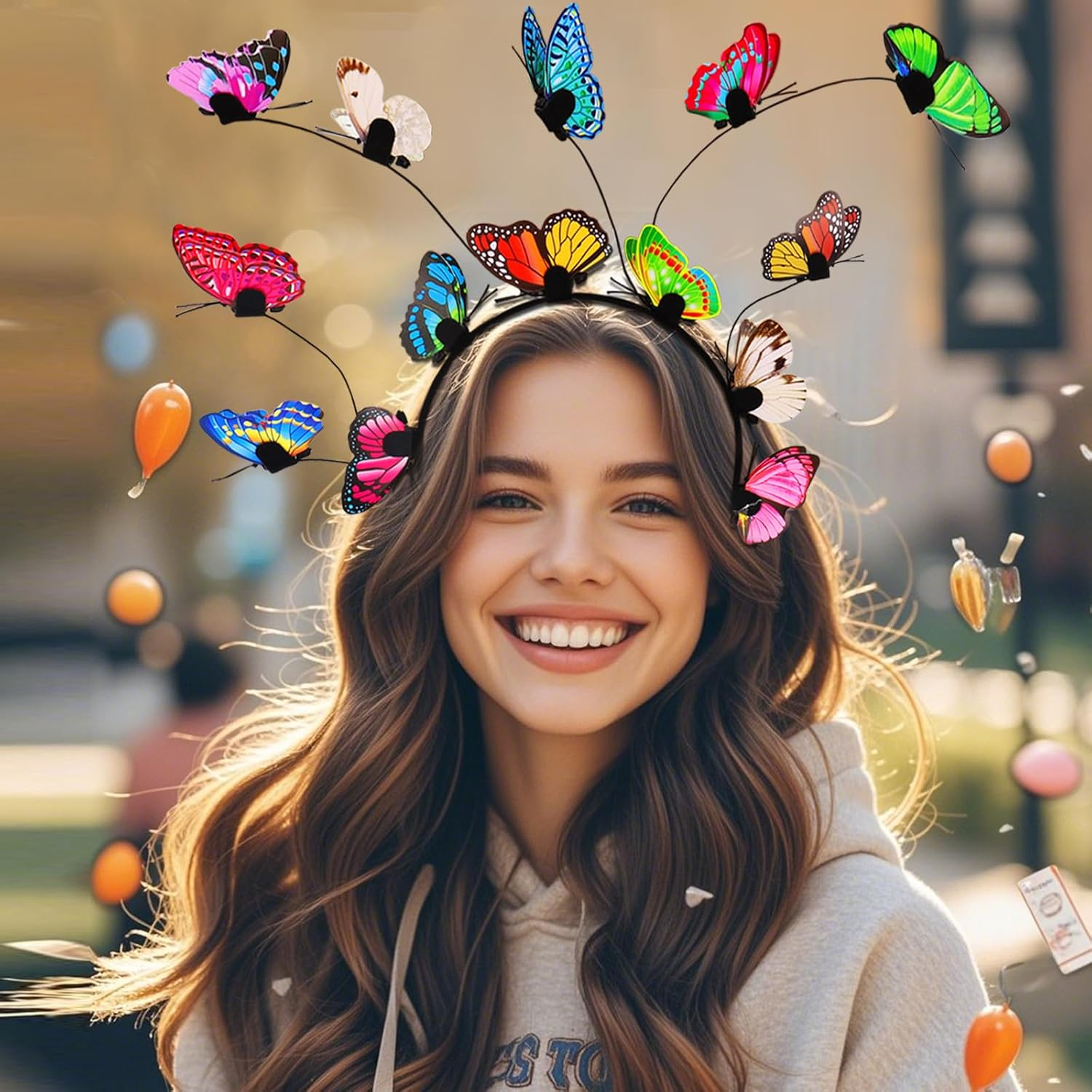 Butterfly Headband, Headband Butterfly Fascinator Headband with 8 Butterfly Hair Clips, Butterfly Headpiece Women Girls for Wedding Party Costume Women Girls image number 4
