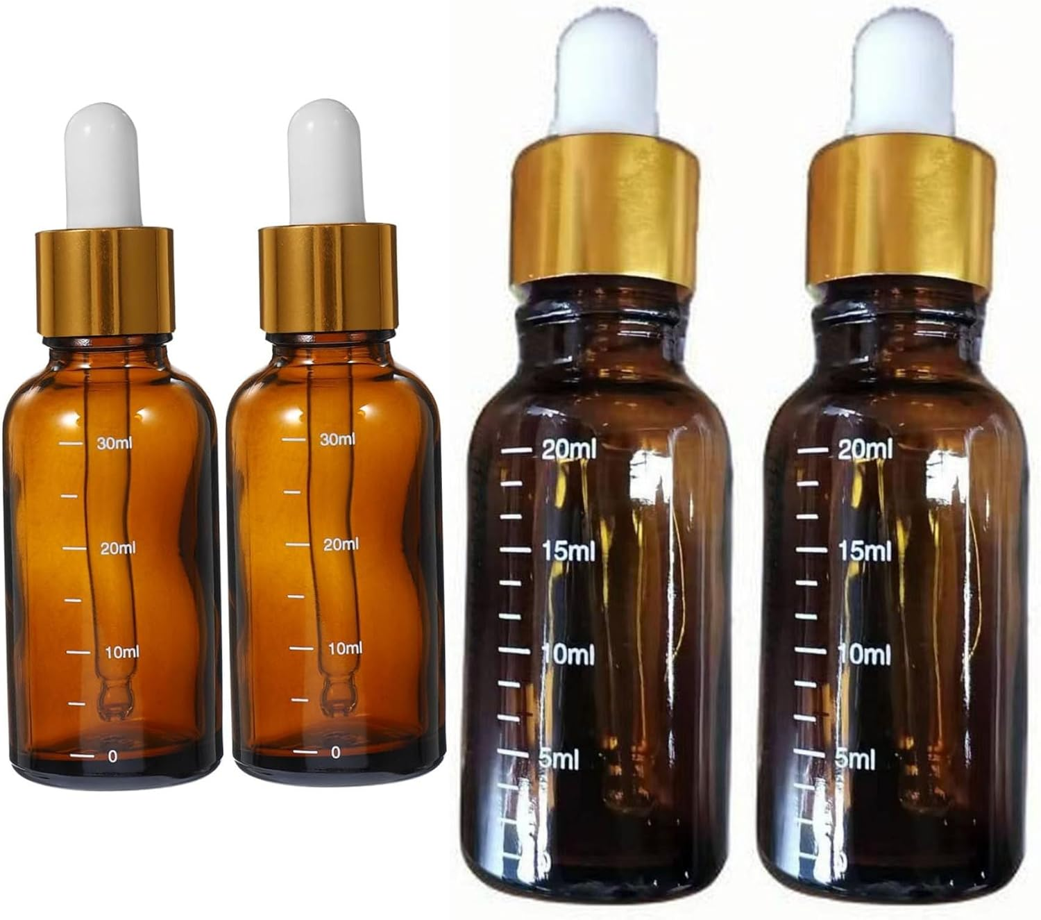 20Ml and 30Ml Refillable Glass Dropper Bottles with Graduated Pipette Oil and Cosmetic Storage Jars for Travel, Home, or Lab Use 4 Pcs. image number 4