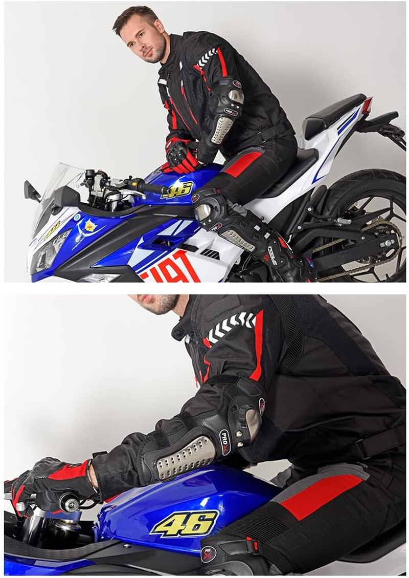 4 PCS Motorcycle Knee Elbow Pads for Adults, Adjustable Guards, Cycling Knee Elbow Protectors with Stainless Steel and Buffer Lining for Motorbike image number 6