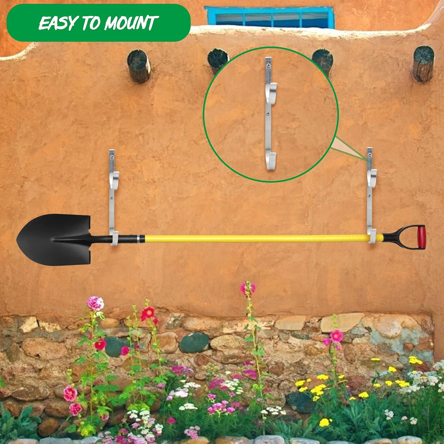 Coolrunner 4Pcs Pool Pole Hangers, Aluminum Pool Equipment Hooks with 8 Screws Pool Organizer Hooks Fence Holder for Pool Hose Skimmer Net Pool Brush Fishing Rod Gardening and Pool Supplies image number 4