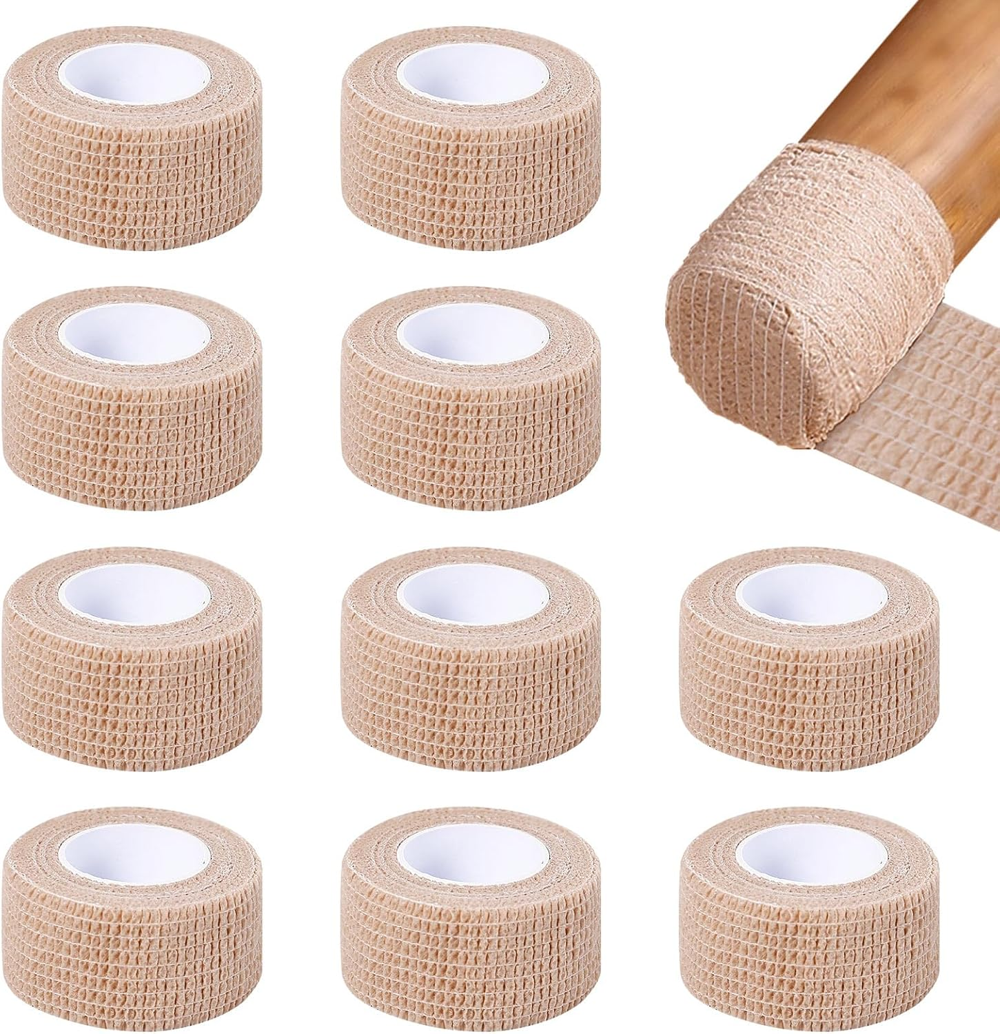 10 Pack Tapes Chair Leg Floor Protectors, Self Adhesive anti Slip Furniture Pads Tape Roll 1" X 177", Suitable for Different Furniture Legs Hardwood Floor Table Couch (Black)