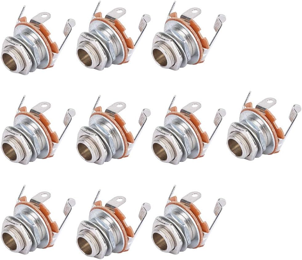 Joyzan Mono Input Jack Socket, Mono Jacks Socket Plug Replacement Panel Mount Multi Contact Electronic Open Circuit 1/4" with Nut and Washer Musical Instrument Accessory for Electric Guitar Bass 10Pcs image number 6