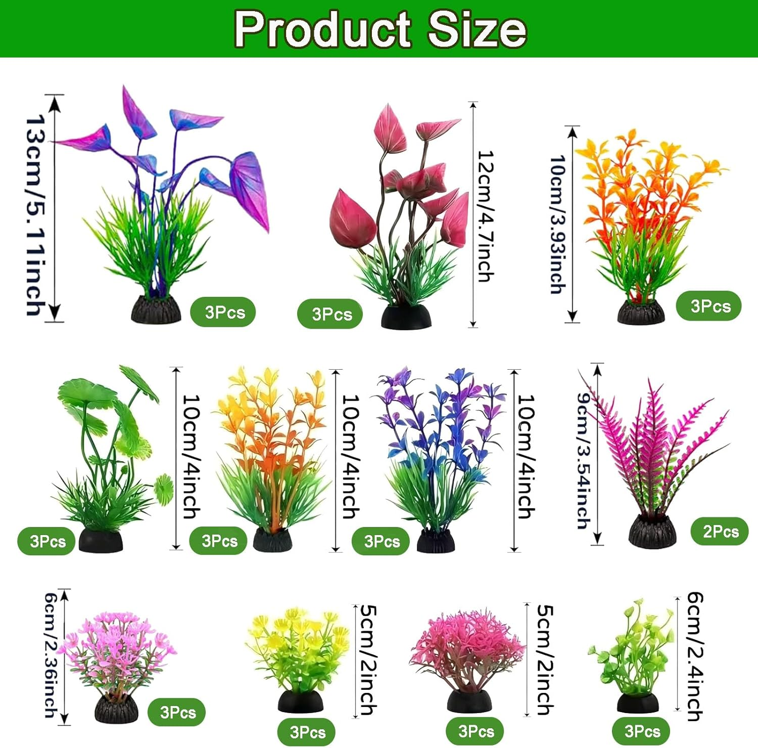 50 Pcs Aquarium Plants,Plastic Fish Tank Decorations,Artificia Aquarium Decorations,Large Fish Tank Accessories