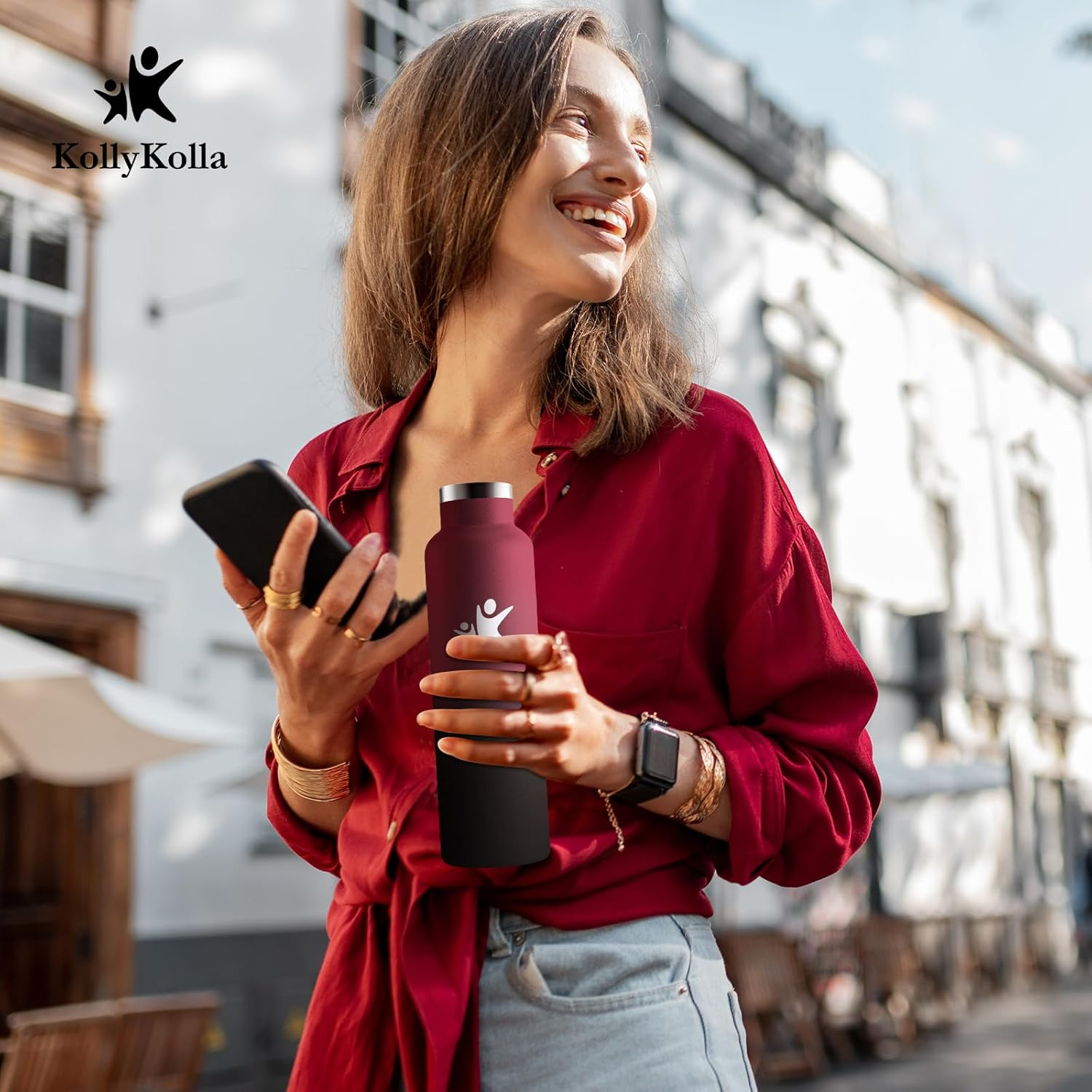 Kollykolla Stainless Steel Drinking Bottle, 1 Litre, Leak-Proof Water Bottle with Straw, Suitable for Carbonated Drinks, Vacuum Thermos Flask, Bpa-Free, Water Bottle for Adults, Sports, Fitness, Gym image number 5