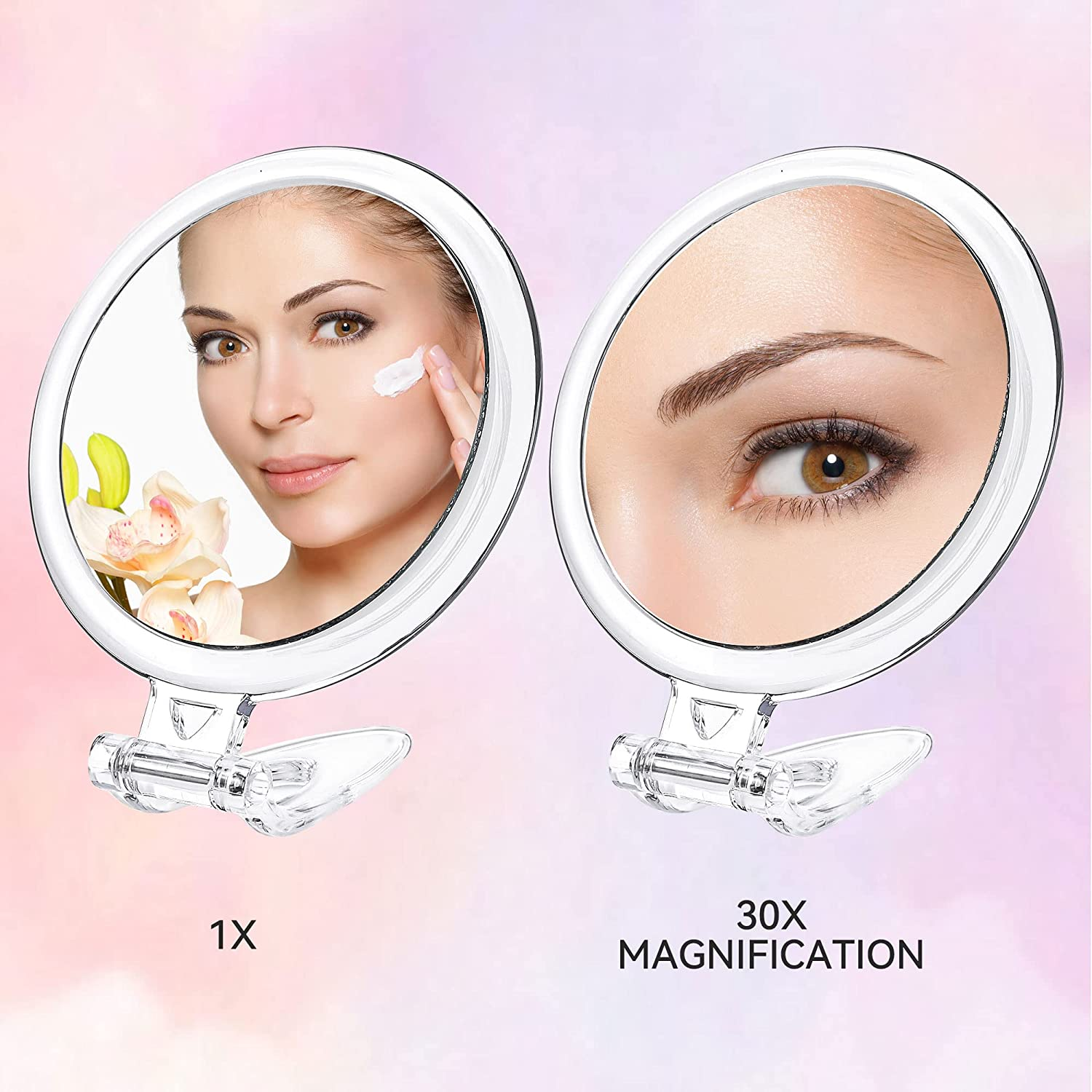 30X Magnifying Mirror, 30X/1X Two Sided Hand Mirror,Travel Mirror for Precise Makeup Applications,Tweezing, and Blackhead/Blemish Removal，5 Inch image number 1