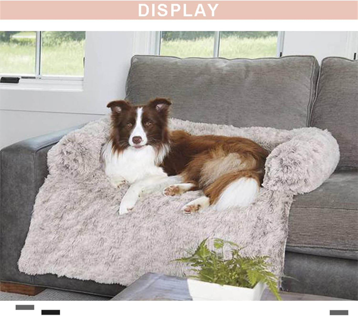 Cotton Plush Pet Sleeping Bed for Dogs and Cats, Dog Couch with Zipper, Washable, Removable, Fluffy Dog and Cat Bed,Coffee,S image number 1