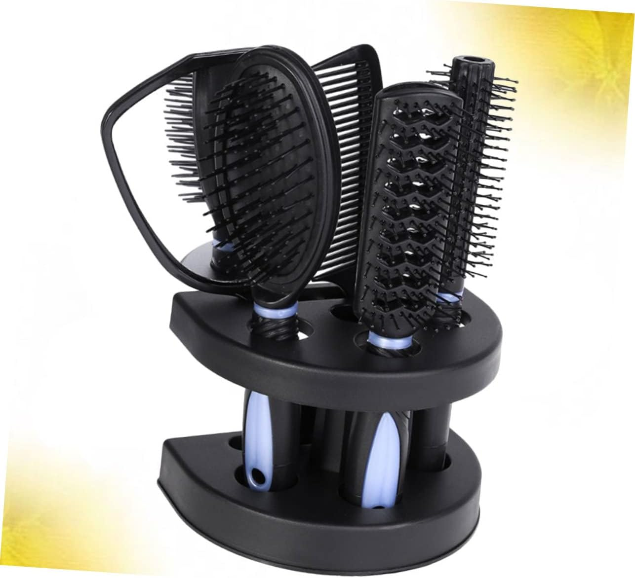 HAMPPLIES 5Pcs Professional Hair Salon Barber Comb Detangle Brush Hair Massage Comb Static Brush Styling Tools Mirror Kit image number 5