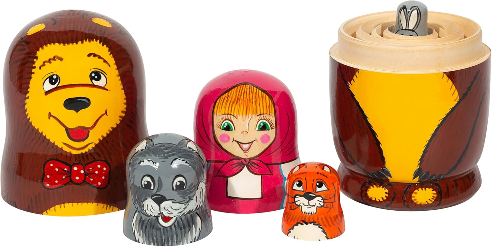 HITT Russian Nesting Dolls Wooden Nesting Toys Fairy Doll &laquo;Masha and the Bear Matryoshka 5 Dolls image number 4