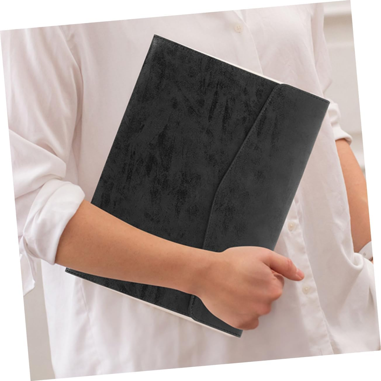 Parliky 2Pcs Faux Leather Document Organizer Bag File Pouch for Office School Travel Storage for Documents Cards and More Black Grey image number 6