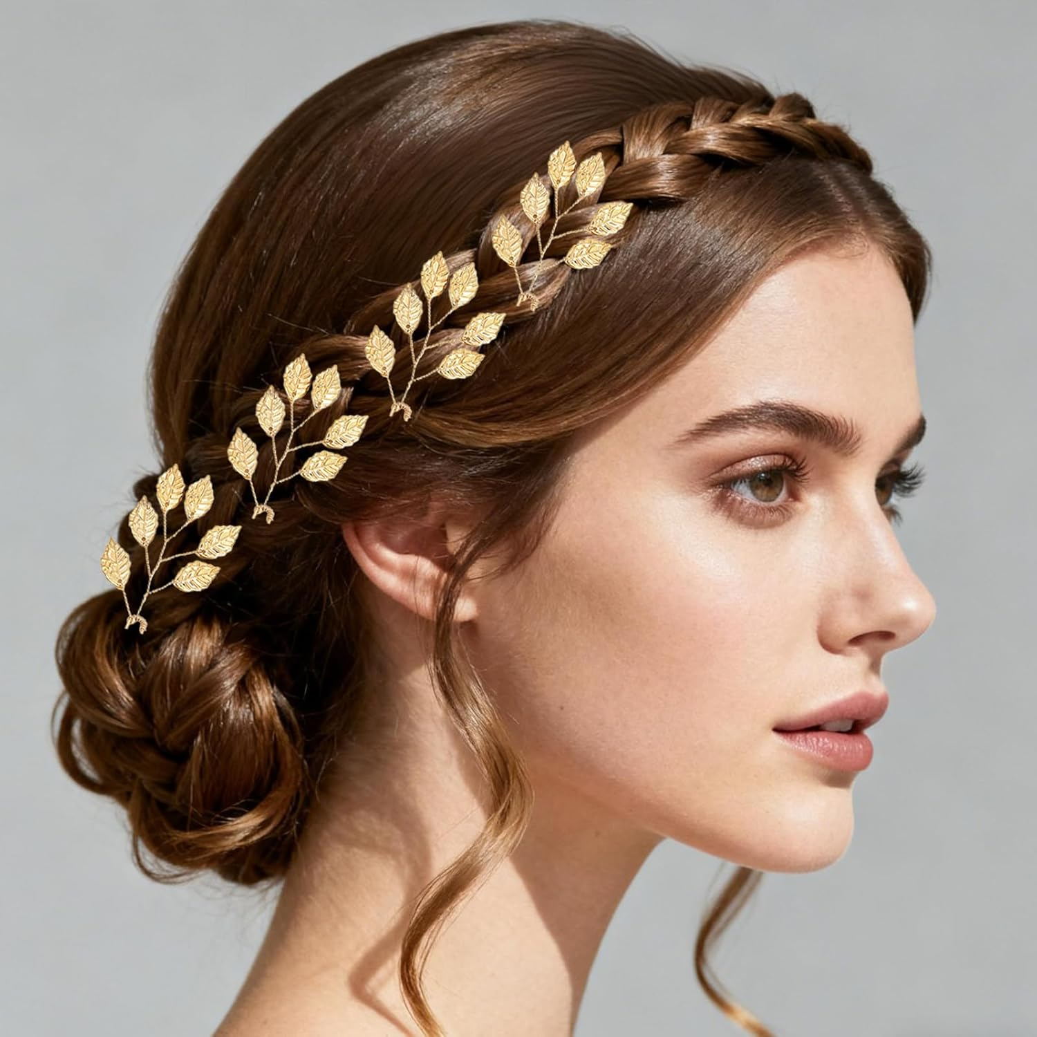 4PCS Eucalyptus Leaf Hair Pins Gold Leaf Hair Pins Elegant Gold Hair Accessories Wedding Hair Accessories Headpiece for Women and Girls Wedding Special Occasions image number 4