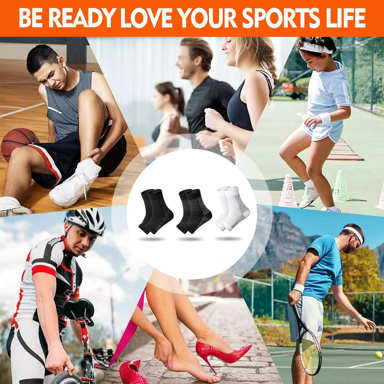 4 Pairs Neuropathy Socks for Women Men - Compression Socks for Neuropathy Pain Relief for Feet- Ankle Compression Sleeve Support, Soothe Socks Plantar Fasciitis, Ankle Swelling, Foot Pain image number 6