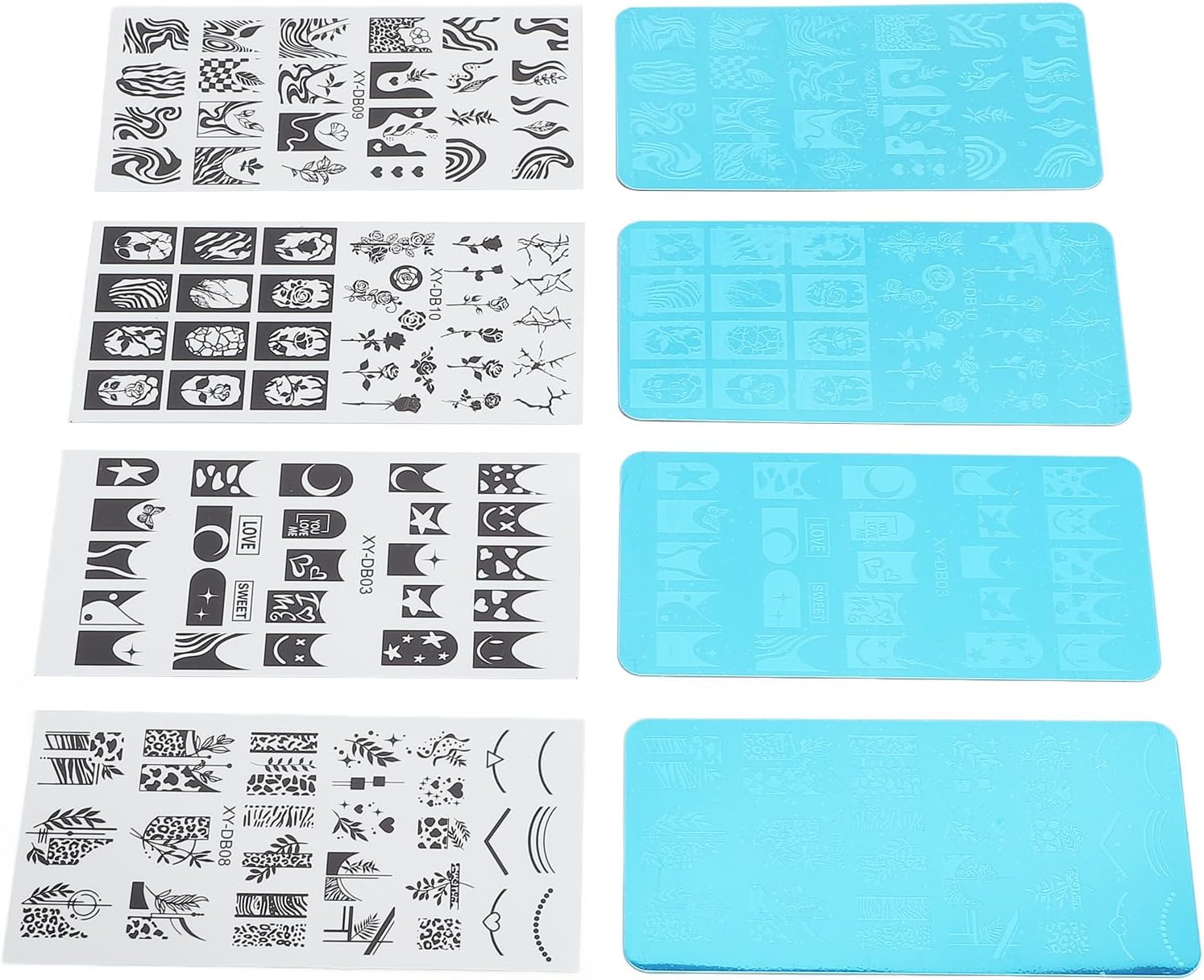 French Nail Art Stamping Plate Steel Template Image Plate with Protective Film Ultraviolet Gel Blue Nail Design [Manicure] image number 2