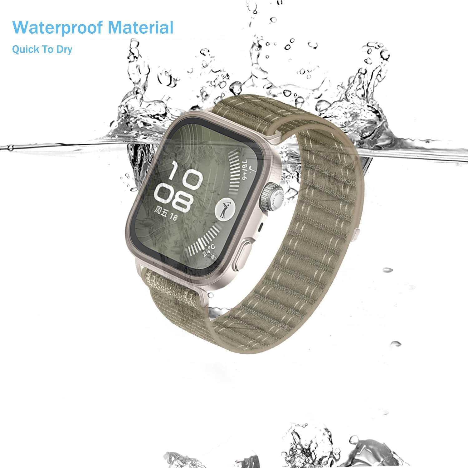 VELULYX Nylon Sports Band Compatible with Huawei Watch Fit 4 Pro/4/3, Elastic Strap for Huawei Fit 4 Pro/4/3 Smartwatch - Milk Tea image number 1