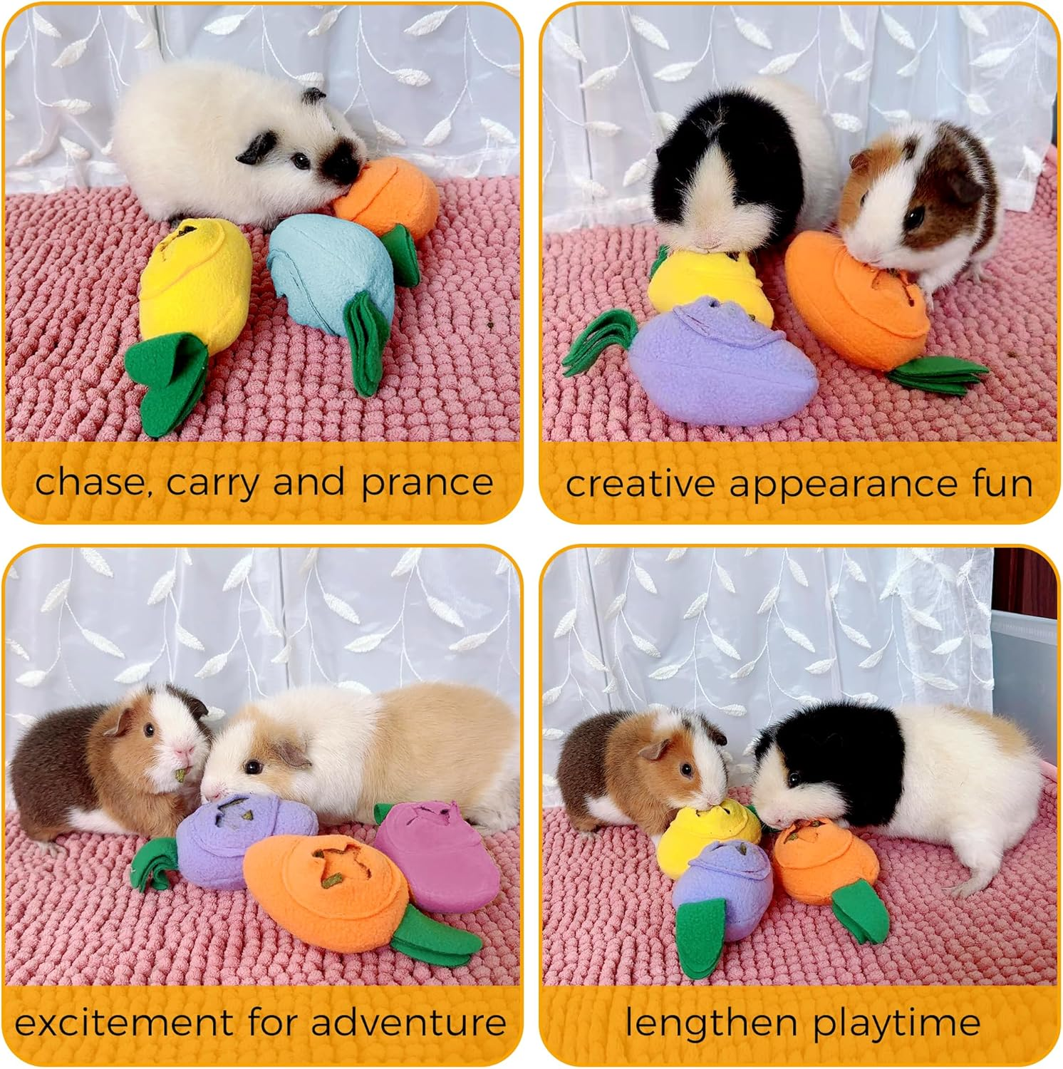 3Pcs Guinea Pig Forage Toys, Guinea Pig Toys Enrichment for Boredom, Washable Puzzle Feed Game Slow Feeder, Snuffle Ball Treat Dispenser Feeding Toy, Exercise Acitivity Foraging Toy (Random Color) image number 1