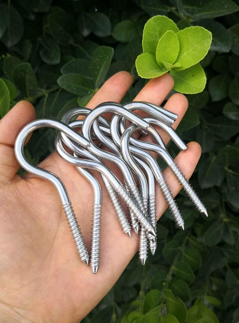 JY-MARINE 3.3 Inch Stainless Steel 316 Screw-In Hooks Eye Bolt Marine Grade, Heavy Duty Ceiling Hooks for Indoor and Outdoor Hanging Plants 10 Pieces