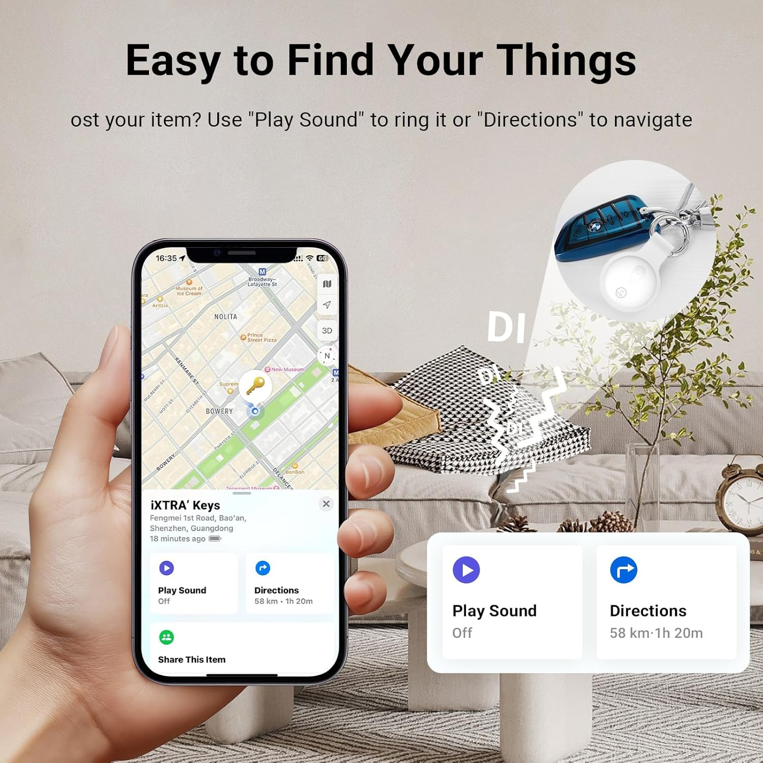 Ixtra New Tracker Tag-2Pack with Holder, Bluetooth Item Finder Work with Apple Find My APP (Ios Only), Easy Battery Replacement, Smart Keys Finder and Item Locator for Keys,Wallet,Pet (2Black) - 2Black image number 4