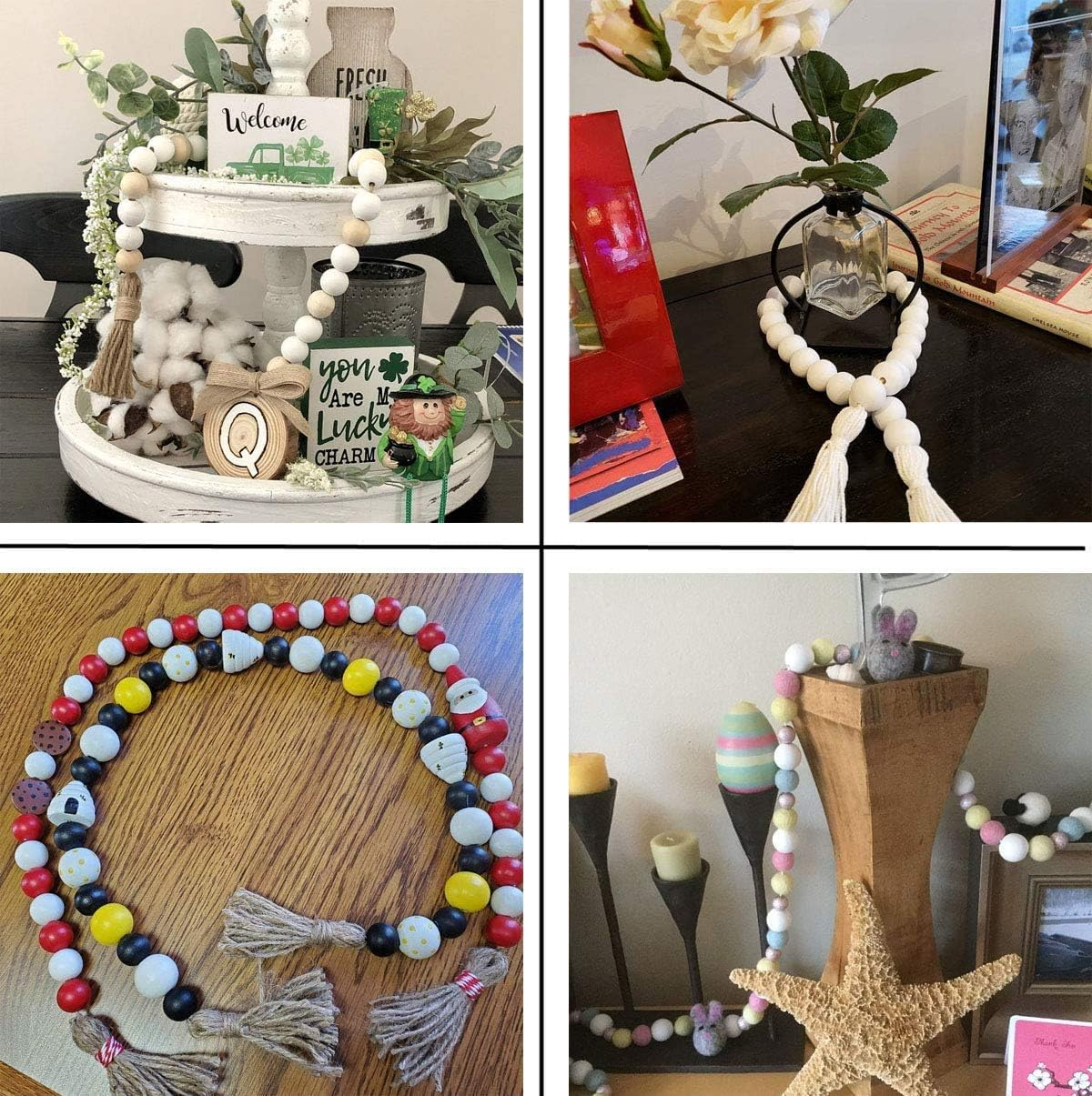 AD Beads Wood Spacer Loose Wooden Craft Beads (8X10Mm 200Pcs, Coffee) image number 2