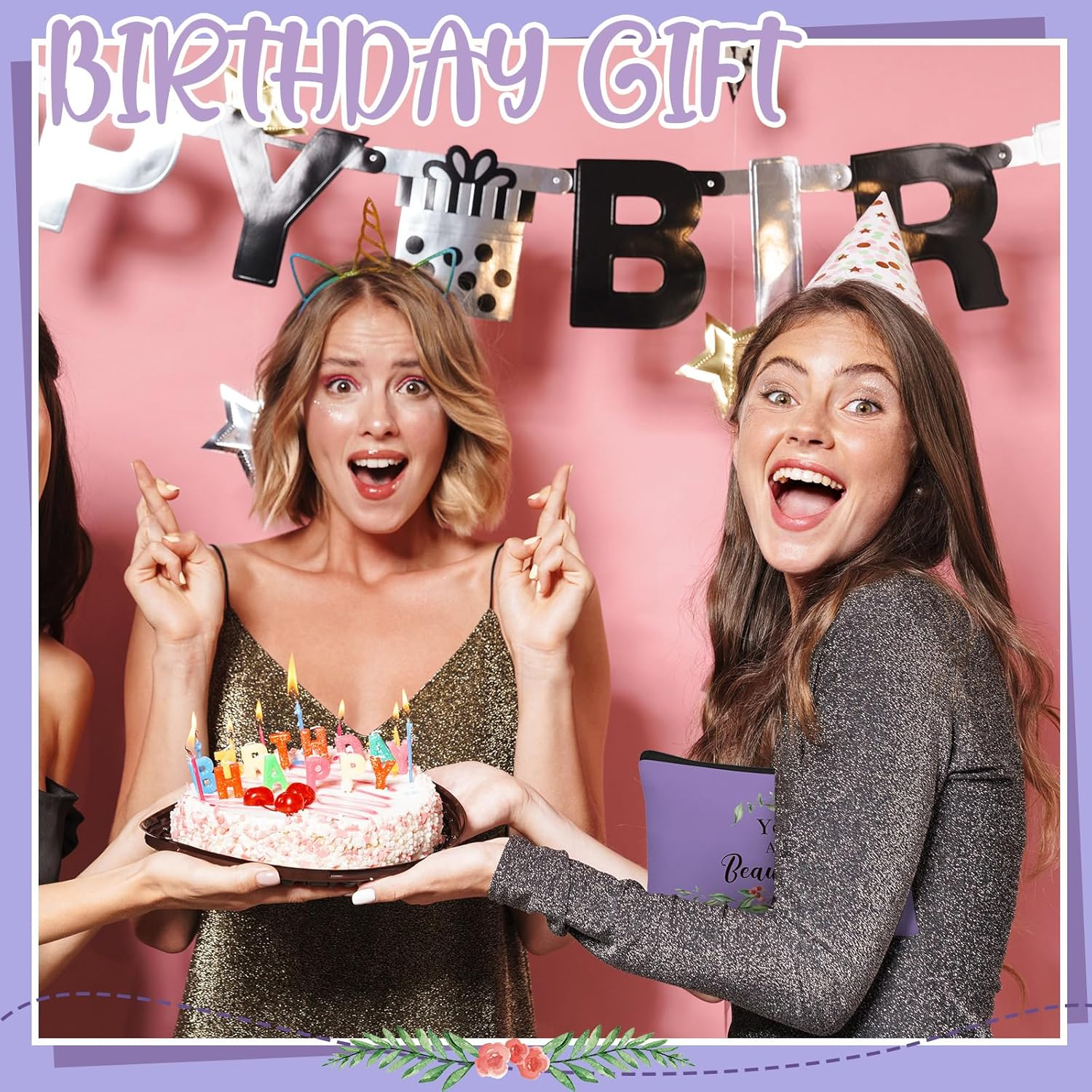 Hillban 10 Pcs Inspirational Makeup Bags for Women Bulk Cosmetic Bags Christian Bible Verse Cosmetic Pouch for Valentine'S Day Galentine'S Day Gift Religious Church Travel Pouch(Flower,Purple) - Beige image number 4