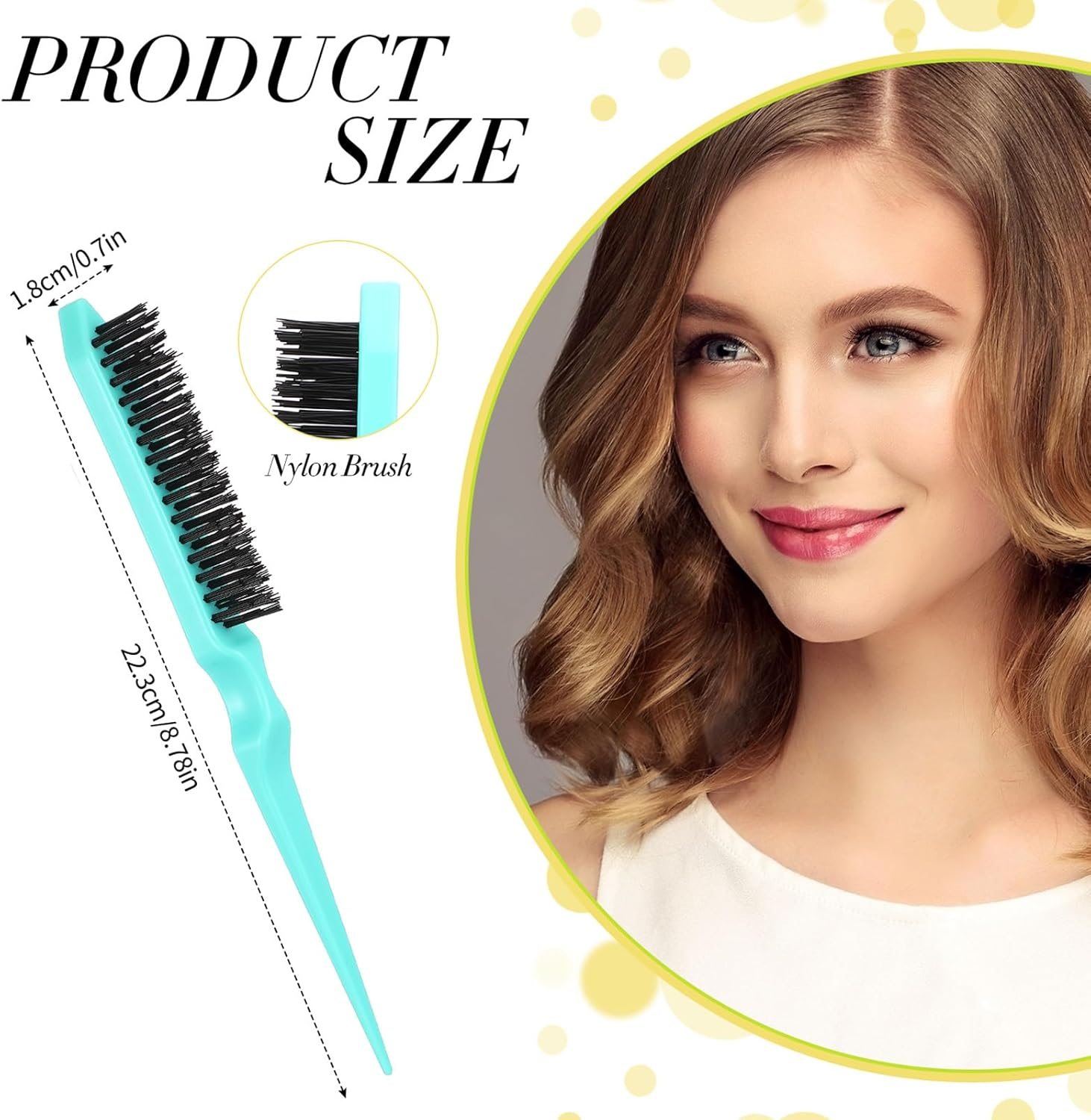 Patelai 3 Pieces Hair Styling Comb Set, Includes Hair Brush Teasing Fluffy Hair Brush, Rat Tail Comb Teasing Comb and Triple Teasing Comb for Women Back Combing Hair(Green) image number 4