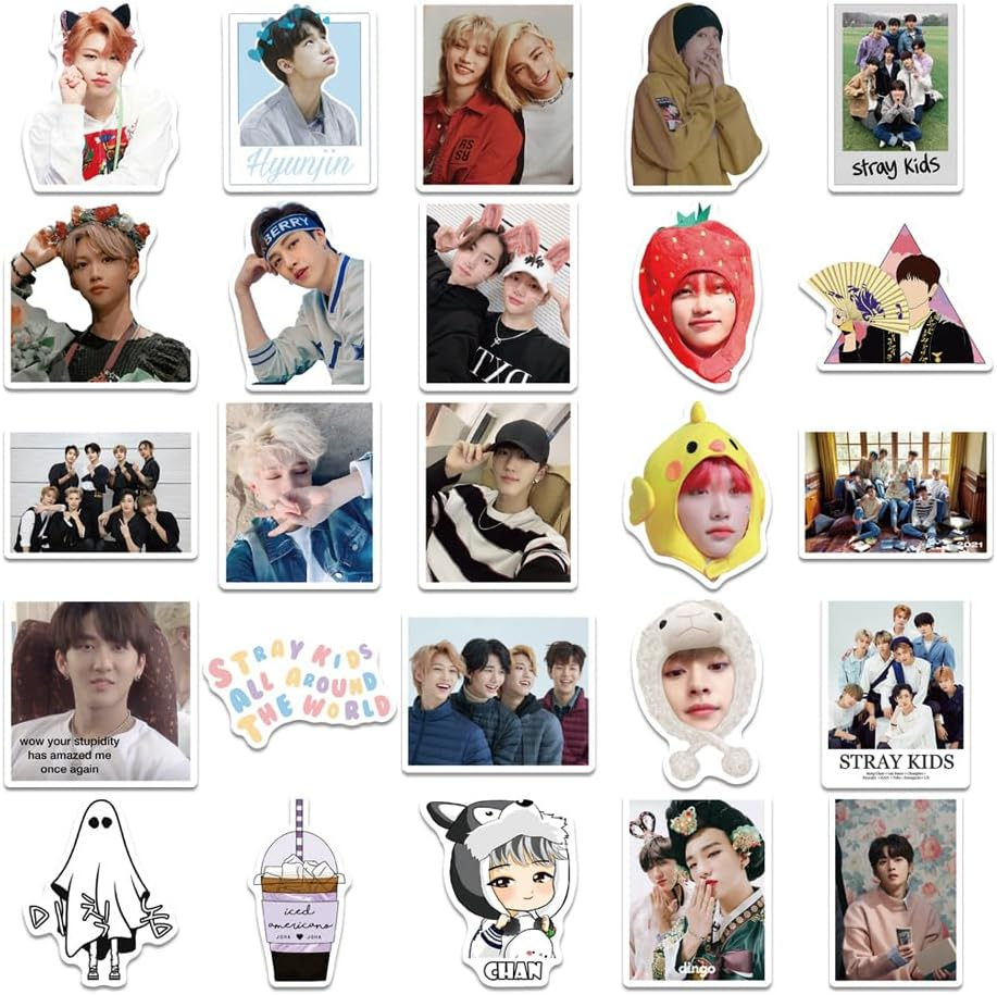 50Pcs Stray Kids Pack 2 Korean Singer Idol Stickers Vinly Decal Suitcases Skateboard Cars Luggage Helmets Ipads Boats Surfboards for Kids Teens