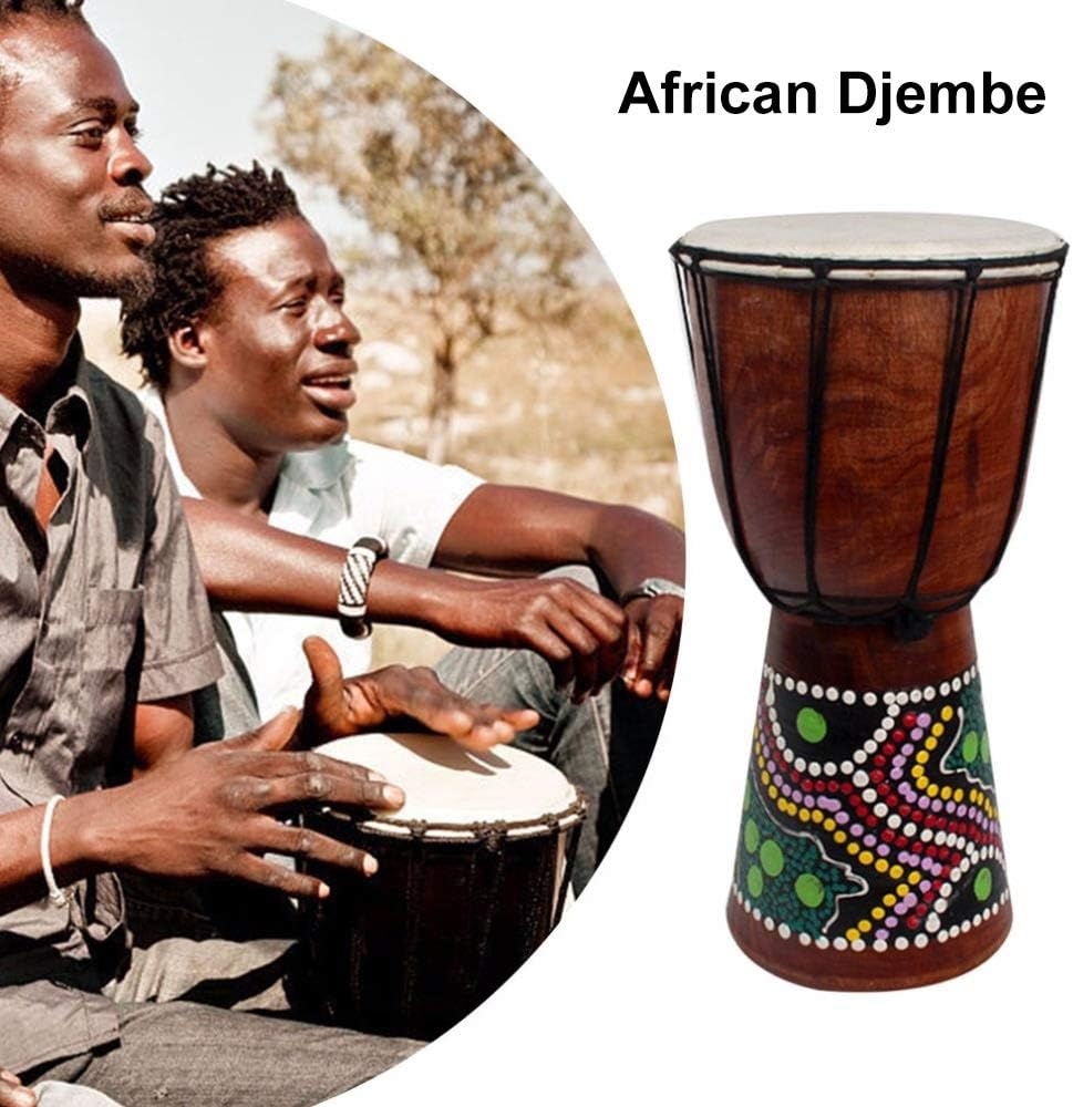 ACAGALA 6In African Djembe Drum Hand-Carved Solid-Wood Goat-Skin Traditional African Musical Instrument image number 2