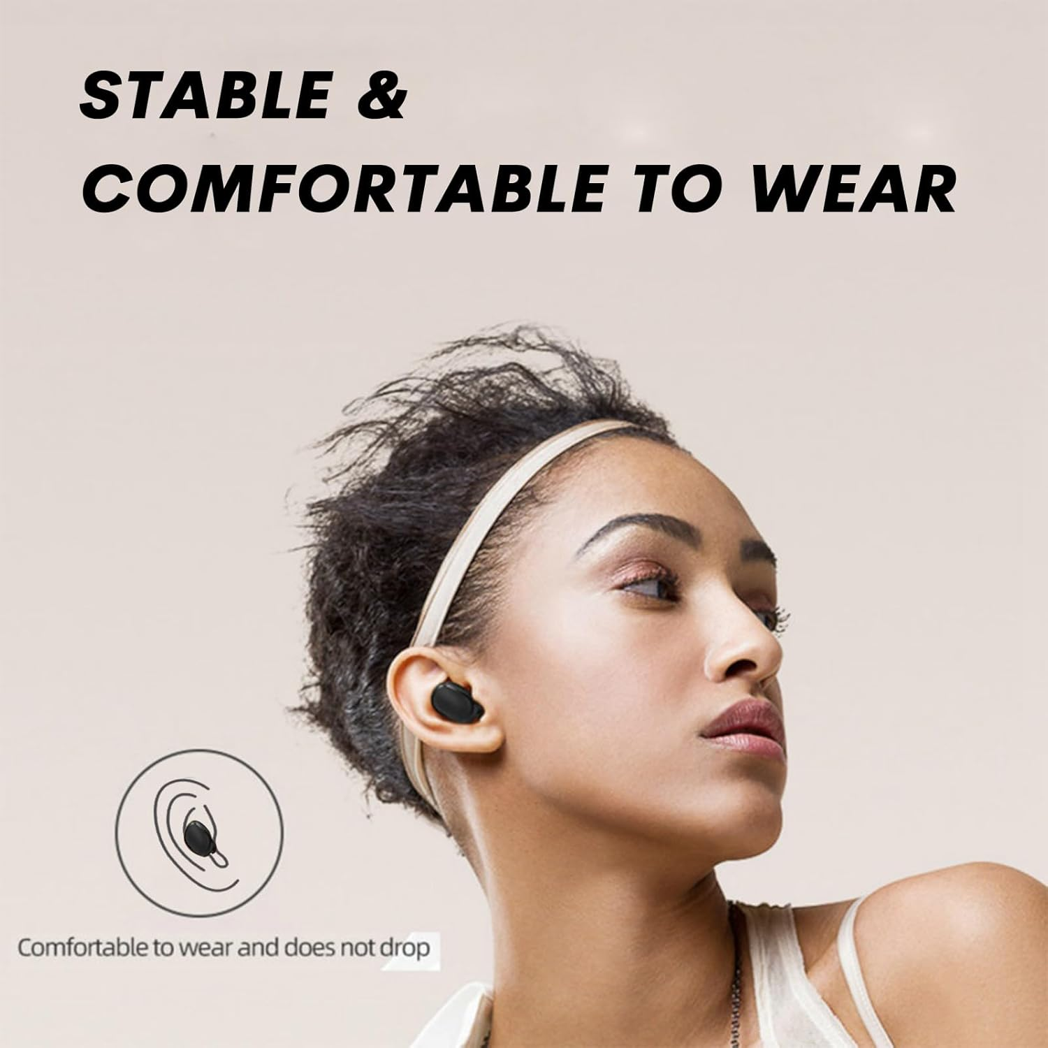 In-Ear Headphones Wireless Bluetooth Noise Cancelling Earphones Small Tiny Invisible Earphones Wireless Headphones with Microphone LED Digital Display Wireless Earbuds Headphones for Work Sports