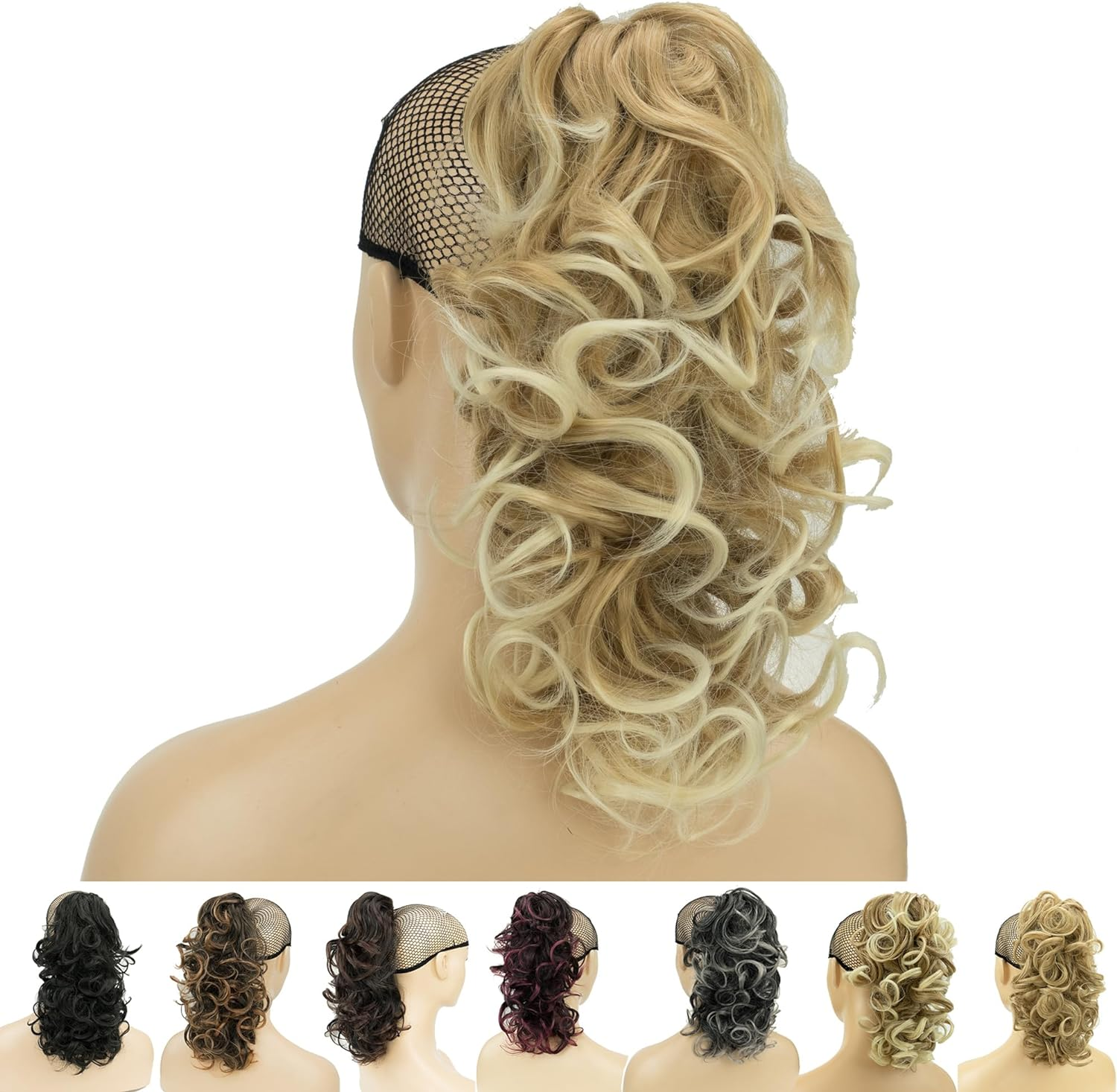 IMISSU Messy Curly Hair Short Claw Ponytail Hair Extensions Pony Tail Clip in Hairpieces (Black Ombre Copper)
