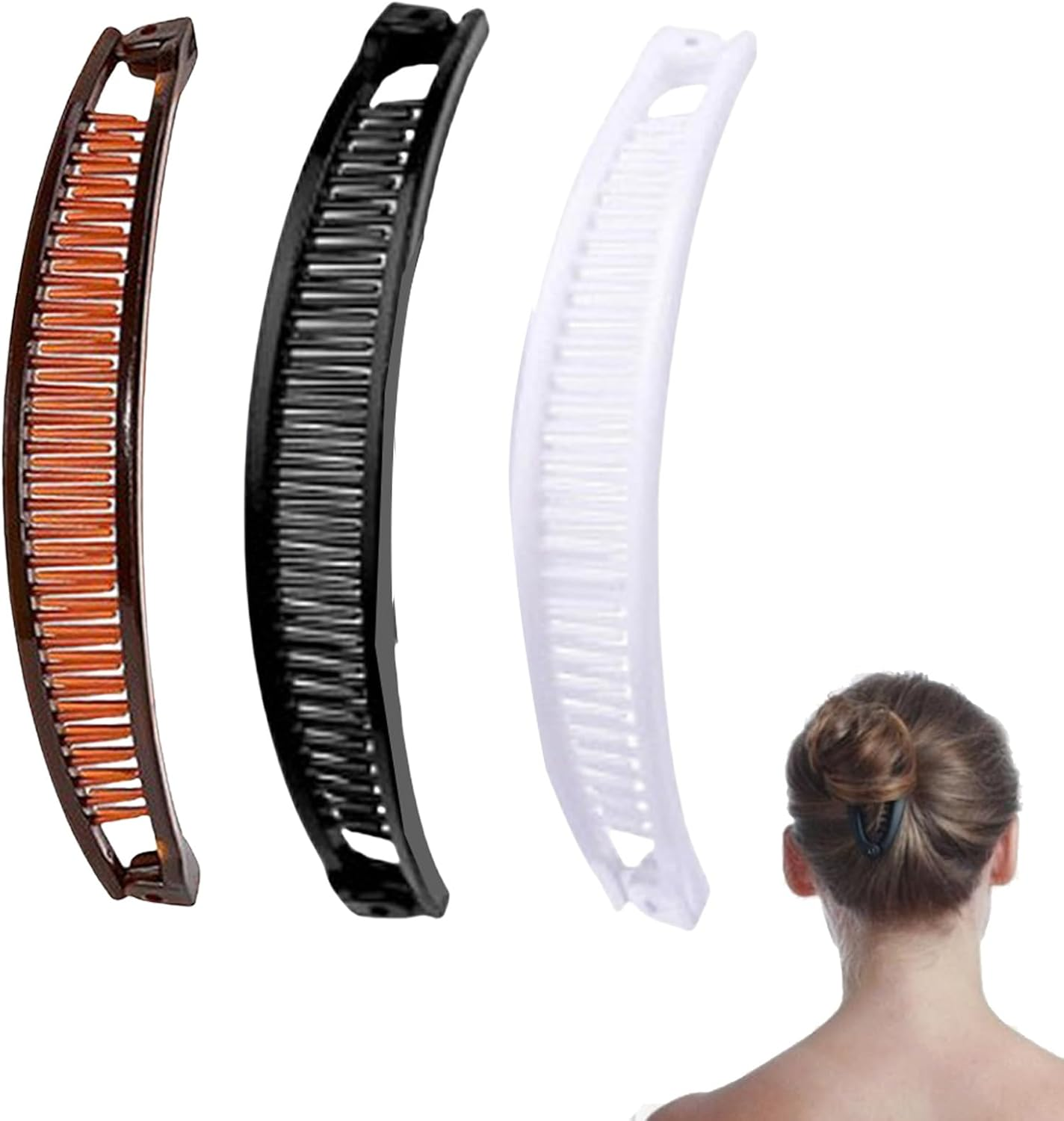Pack of 3 Banana Clip Thick Hair, Hair Clip, Banana Clip Hair, Thin Long Hair, Vintage Fishtail, Hair Clip Women, Hair Clips Girls for Ponytail, Ponytail Holder image number 5