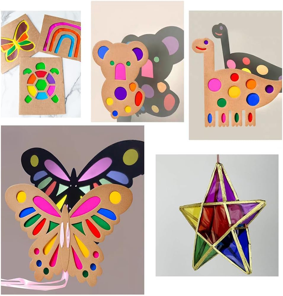 Cellophane Sheets 80Pcs 15.5X15.5Cm Cello Sheets Colored Cellophane Wrap for DIY Arts Crafts Decoration image number 5