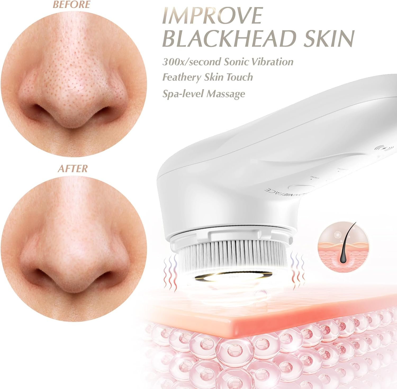 BONNIEFACE Sonic Facial Cleansing Brush for Deep and through Facial Cleansing, Waterproof Face Scrubber and Ultimate Blackhead Remover for Daily Skin Care, Rechargeable and Gentle Face Exfoliator image number 1