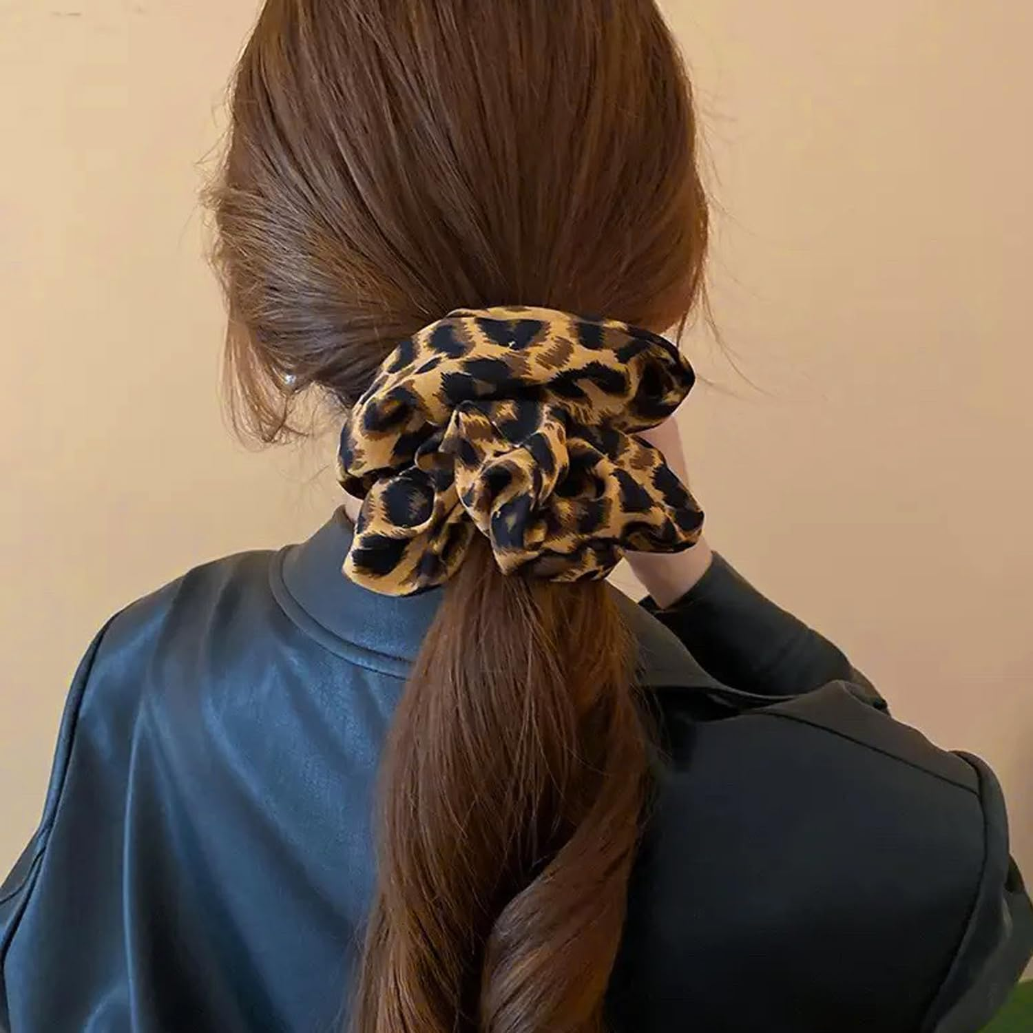 4 Leopard Print Hair Bands, Elastic Hair Bands, Highly Elastic Hair Band, Suitable for Thick Hair, Fashionable Hair Accessories. image number 3