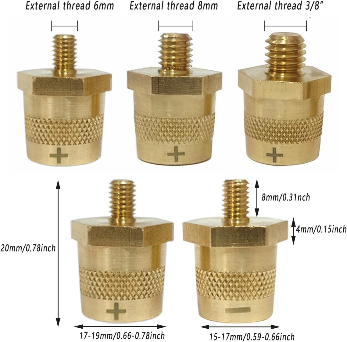 1 Pair (2PCS) Brass Battery Terminal Connectors with Stainless Screws | M6/M8/3/8 Inch Post Adapters | High Conductivity and Corrosion Resistance image number 3