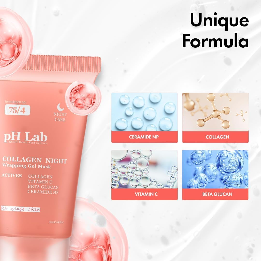 Ph Lab Collagen Night Wrapping Mask, Increases Skin Elasticity, Glass Skin Face Mask for Firming, Hydration and Glowing, 5.41 Fl Oz image number 5