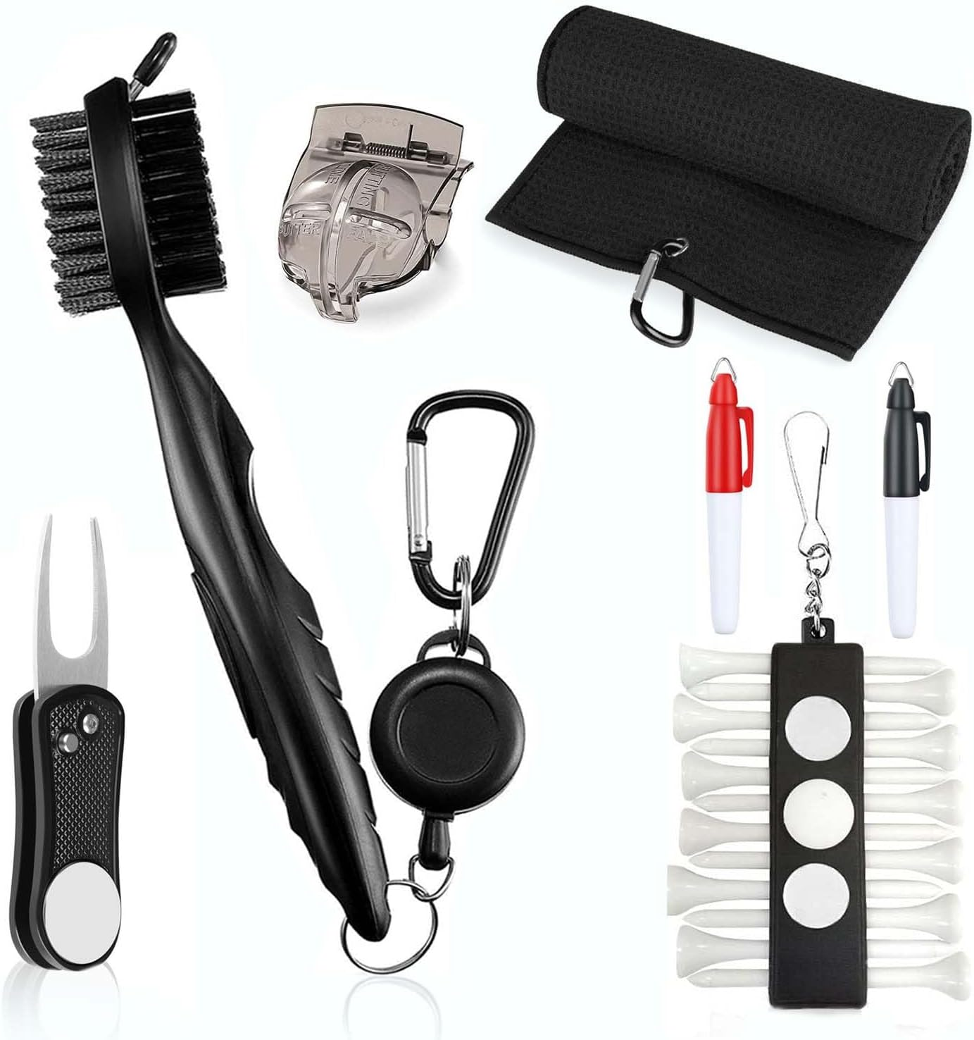 Golf Clean Tool 7 Set,Golf Towel and Brush Golf Club Brush Golf Ball Alignment Kit Divot Repair Tool Golf Ball & Tee Holder Suitable for Golf Lovers Golf Bag Accessories image number 5