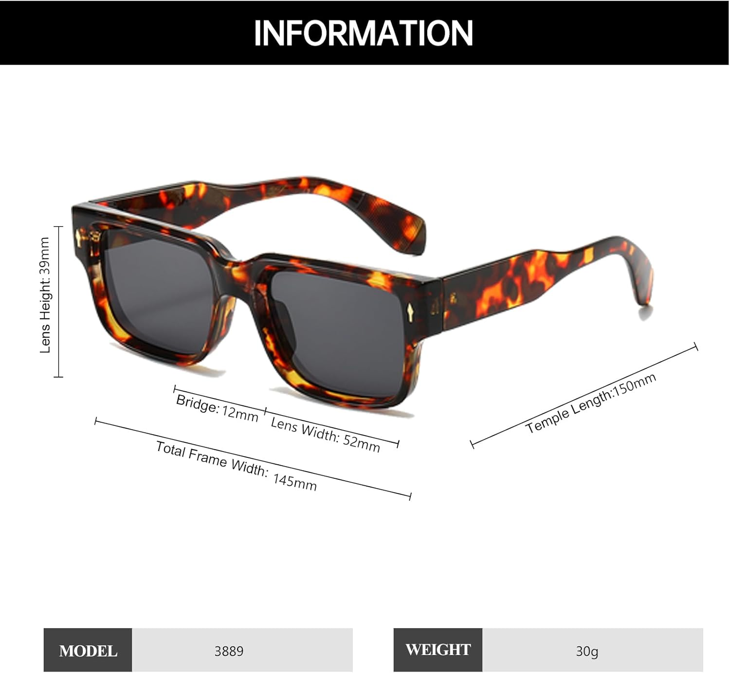 YAMEIZE Retro Square Sunglasses for Women - Men Vintage Rectangle 90S Sunglasses Thick Frame UV400 image number 4