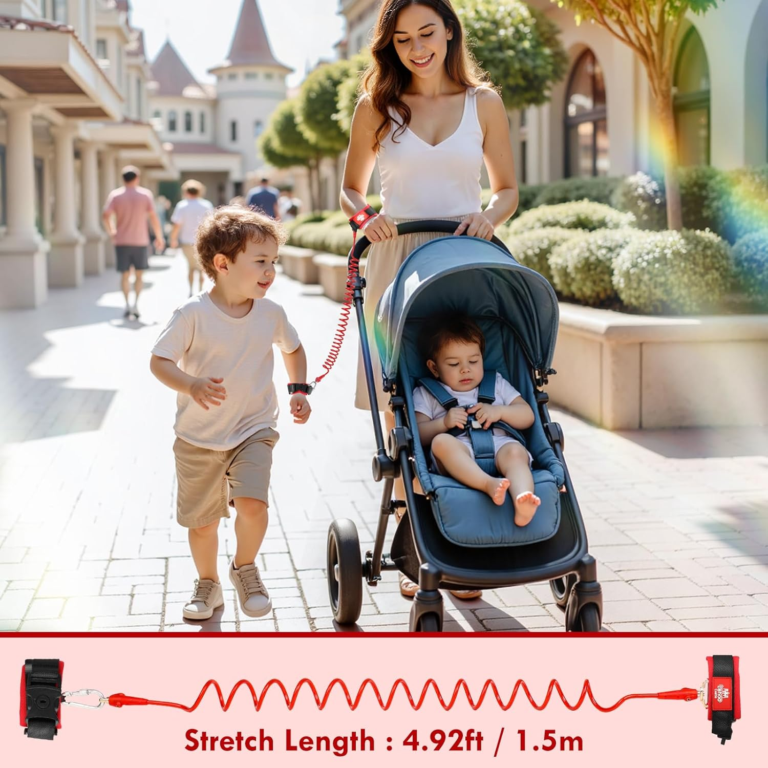 Lehoo Castle 4 in 1 anti Lost Wrist Link Safety Harness, Toddler Harness Leash for Kids, Adjustable Walking Strap, 360&deg; Rotation Baby Safety Harness with Lock (Red 01) image number 5