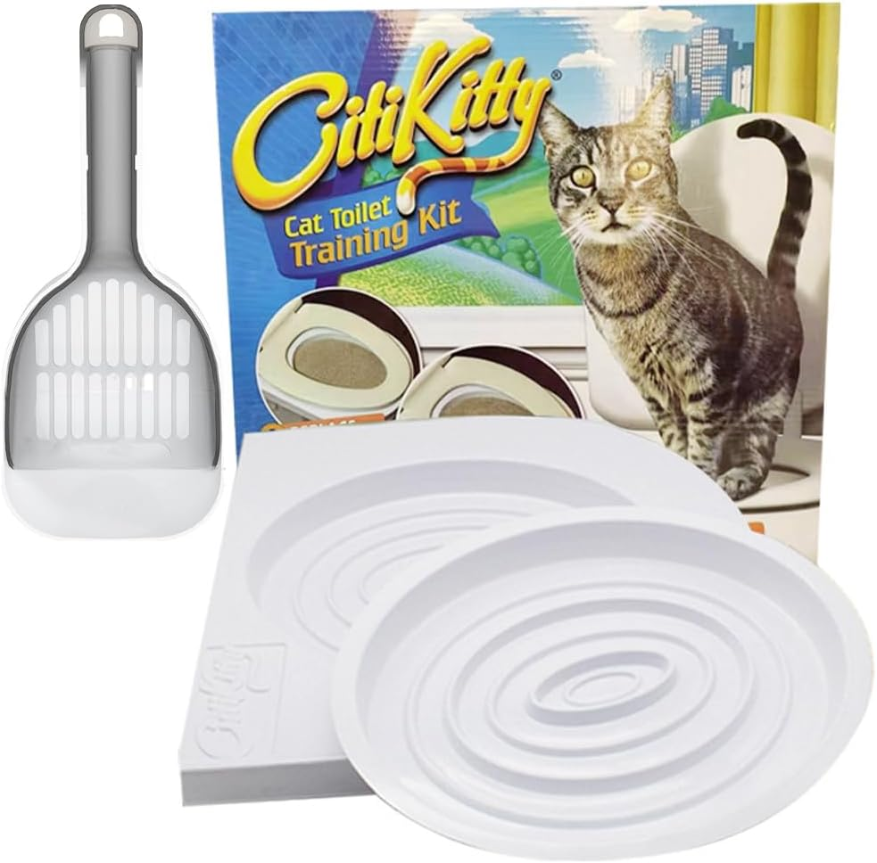 Cat Toilet Training, Reusable Universal Pet Cats Toilet Trainer Seat, Removable Pet Toilet, Toilet Trainer Cat Toilet, Cat Litter Mat, Cats Toilet Training System with Groove Design image number 1