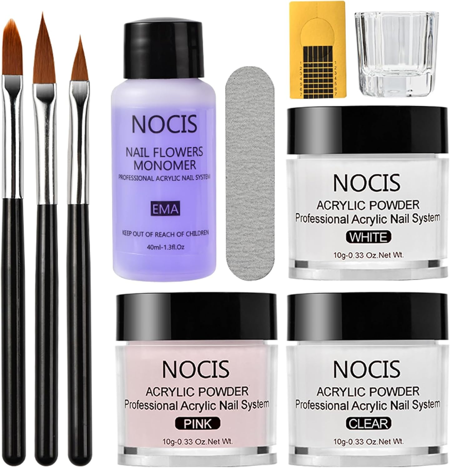 Acrylic Nail Kit with Acrylic Powder, Liquid Monomer, Nail Pens, Nail Forms for Extension & Carving - MMA- EMA Monomer with UV Stabilizers, Bubble- Powder for DIY & Salon Use image number 6