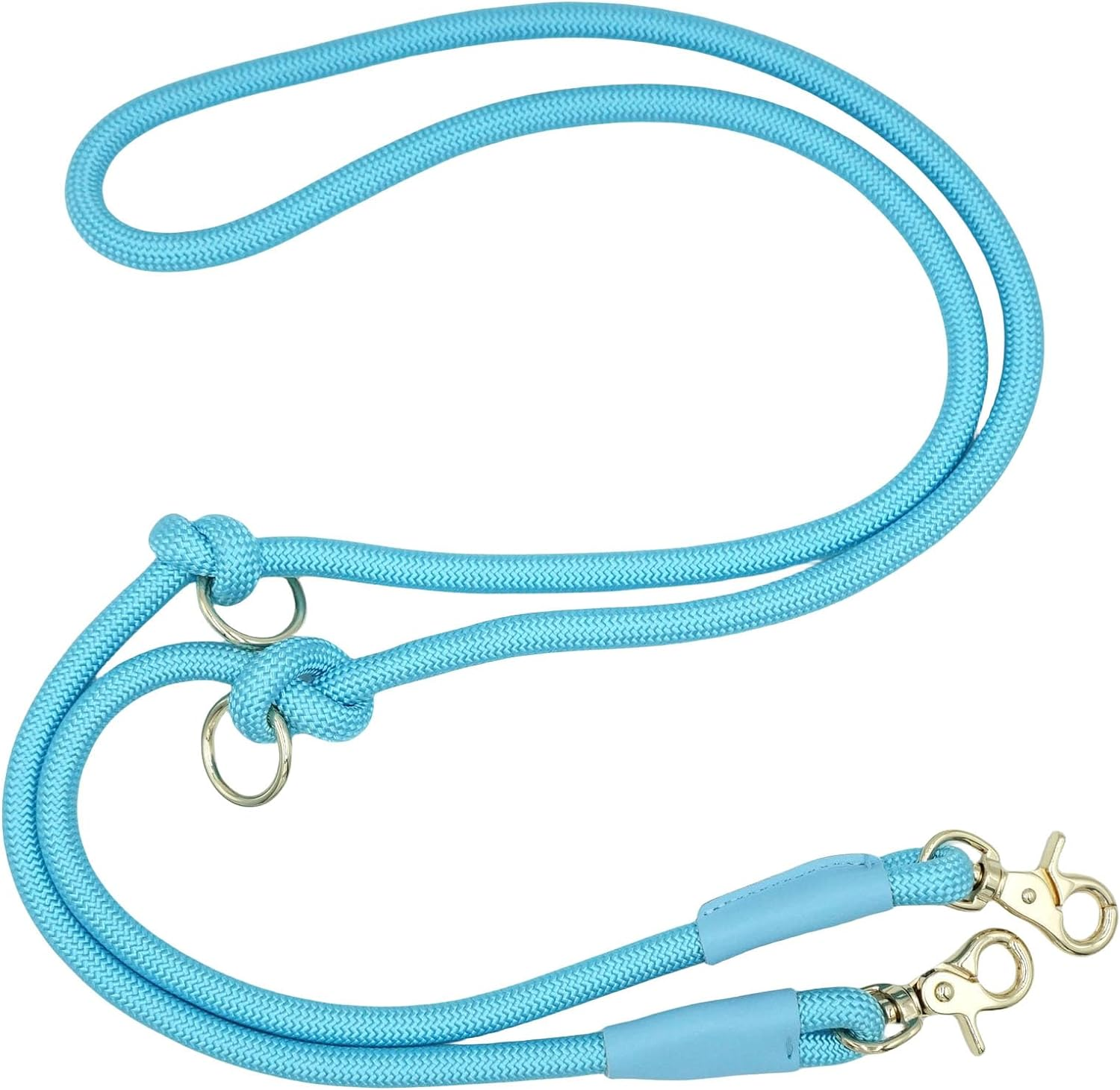 Multifunctional 7FT Hands Free Crossbody Nylon Rope Dog Leash, 2 Snap Hooks Dog Leash Hands Free for All Breeds