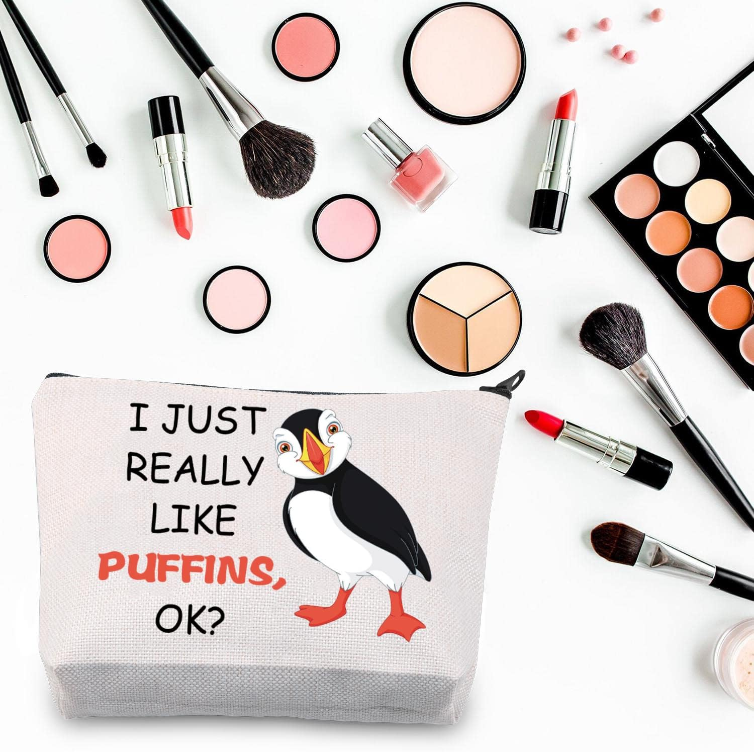 BDPWSS Puffins Gifts Puffin Bird Makeup Bag Puffin Bird Lover Gift Seabird Animal Lover Gift Puffin Bird Makeup Case I Just Really like Puffins, Just like Puffins image number 1