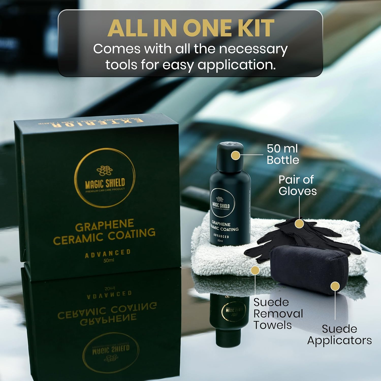 Magic Shield Graphene Coating for Cars │ Self-Healing, 5+ Years Durability │ Advanced Sio2 Ceramic Protection - High Gloss, Anti-Scratch - Perfect for Cars, Motorcycles, Marine, and Rvs image number 1