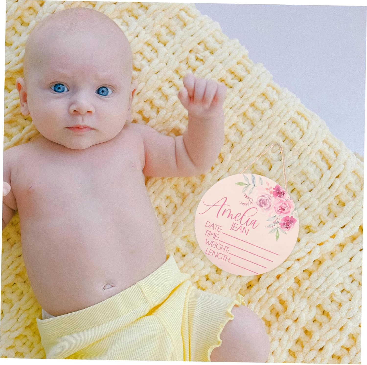 2Pcs Wooden Name Sign for Newborn Announcement Birth Photo Prop Nursery Decor Shower and Hospital Use image number 6