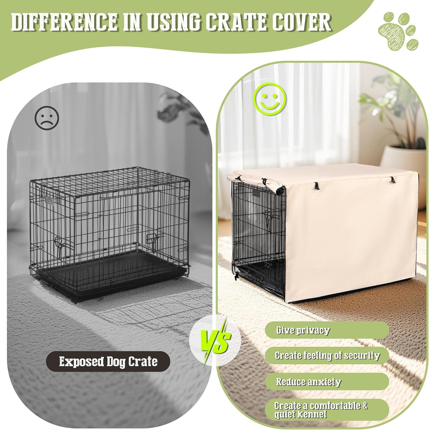 Kefit Dog Crate Cover 42 Inch, Kennel Cover for Dog Cage, Beige image number 2