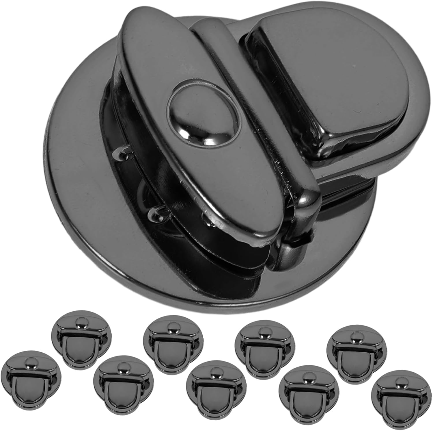 BEBEMOKO 10Pcs DIY Bag Buckle Press Locks Iron round Handbag Accessories for Purse Making Crafting Supplies in Gun Black