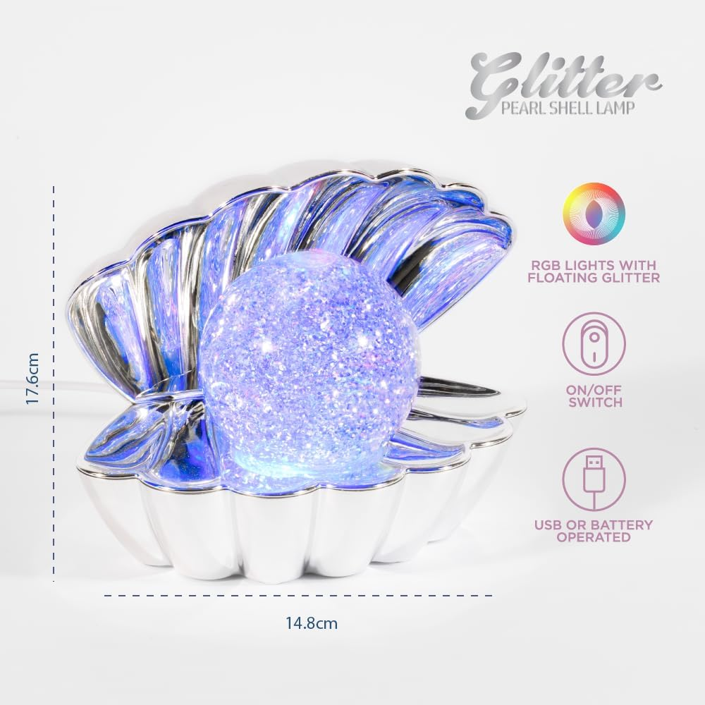 Silver Glitter Pearl Shell Lamp image number 5